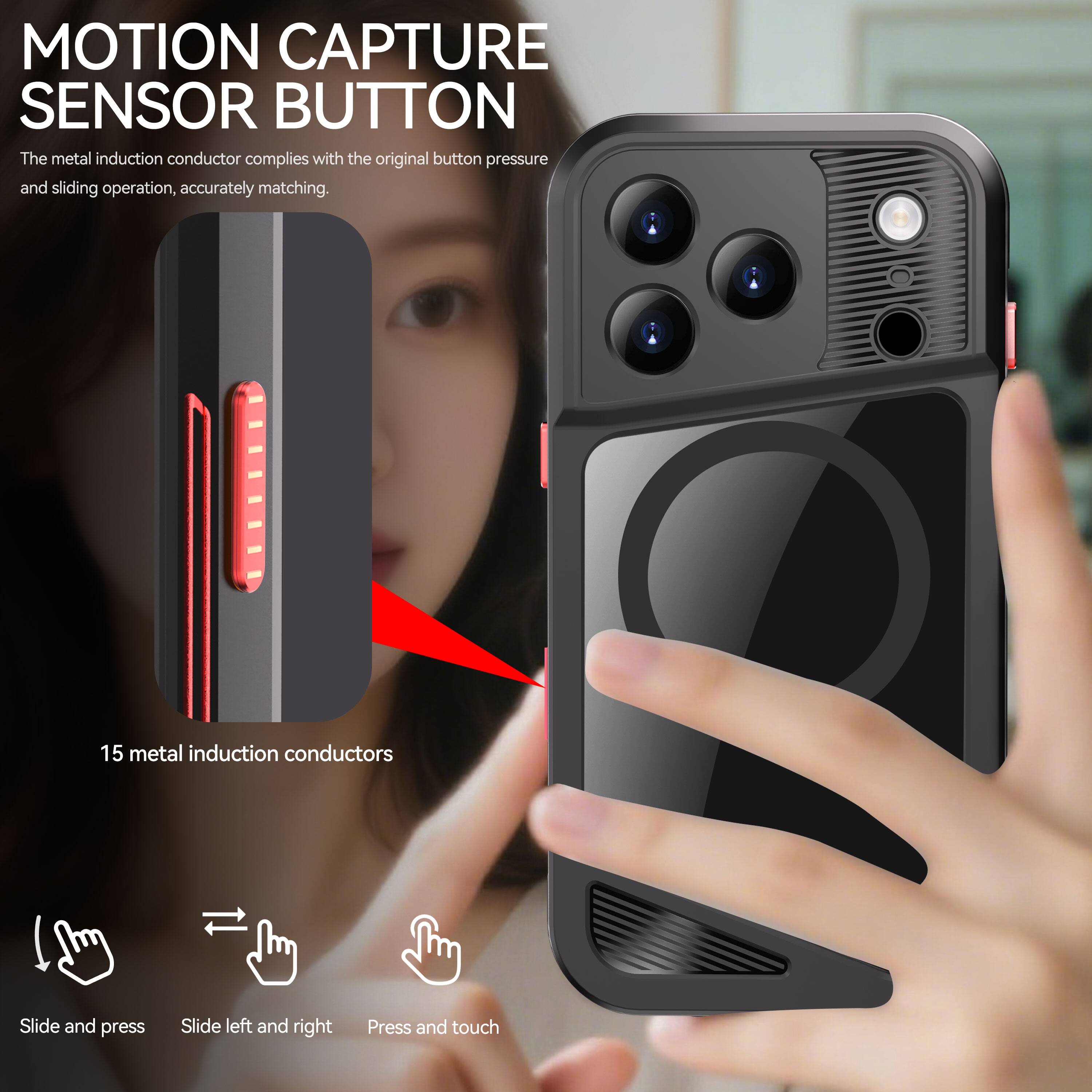 MOTION CAPTURE SENSOR BUTTON

The metal induction conductor complies with the original button pressure and sliding operation, accurately matching.

15 metal induction conductors

Slide and press
Slide left and right
Press and touch