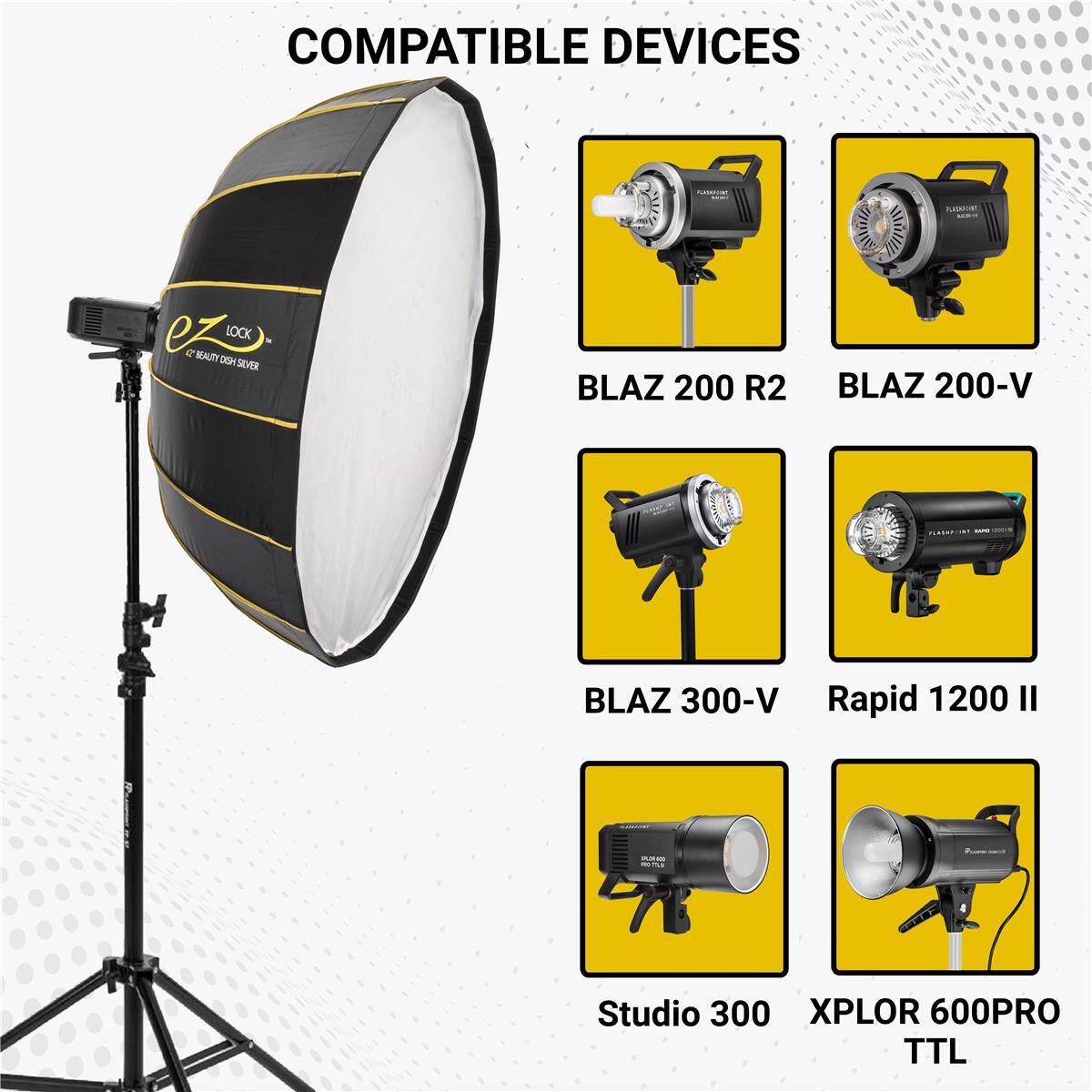 COMPATIBLE DEVICES

- BLAZ 200 R2
- BLAZ 200-V
- BLAZ 300-V
- Rapid 1200 II
- Studio 300
- XPLOR 600PRO TTL