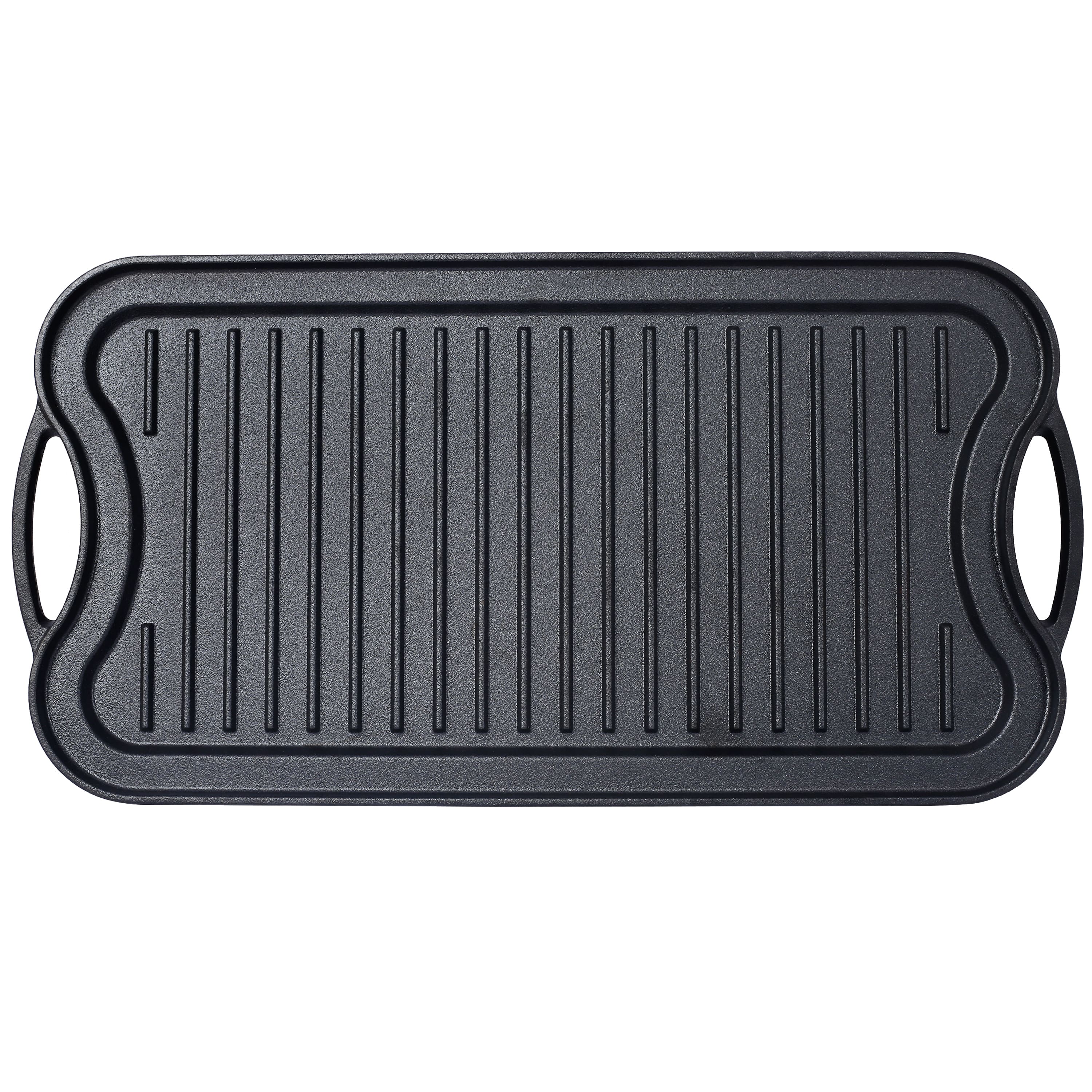 ELEMENT ACE - Pre-Seasoned Reversible Cast Iron Grill and Griddle with Dual-Sided Cooking Surface for Versatile Meals - Black