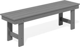 SERWALL - 2-Person Backless Outdoor Bench 56 Inches, All Weather HDPE Patio Bench for Garden, Porch and Park, Grey - Gray