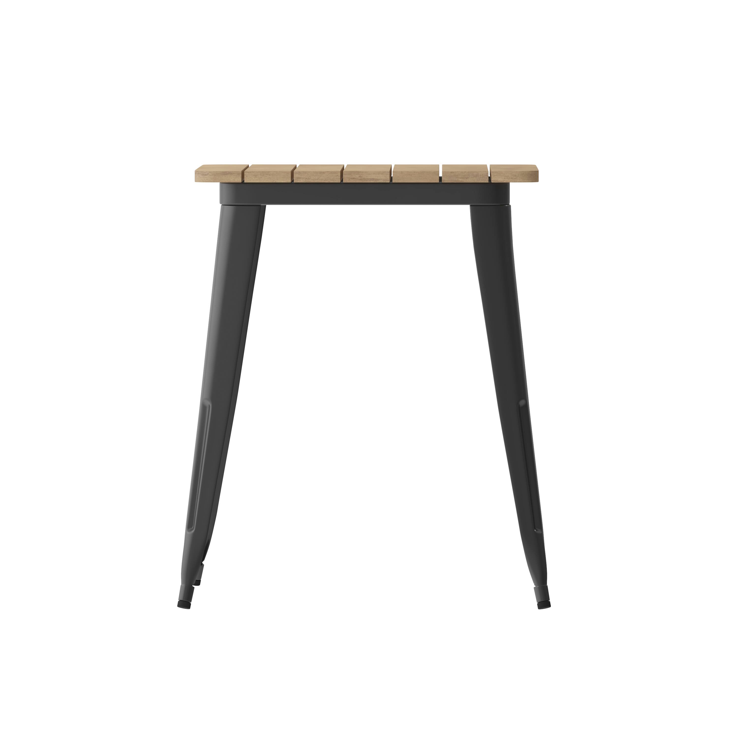 Alt View 7. Emma + Oliver - Drew Indoor/Outdoor Dining Table, 23.75" Square All Weather Poly Resin Top with Steel Base - Brown Top/Black Frame.