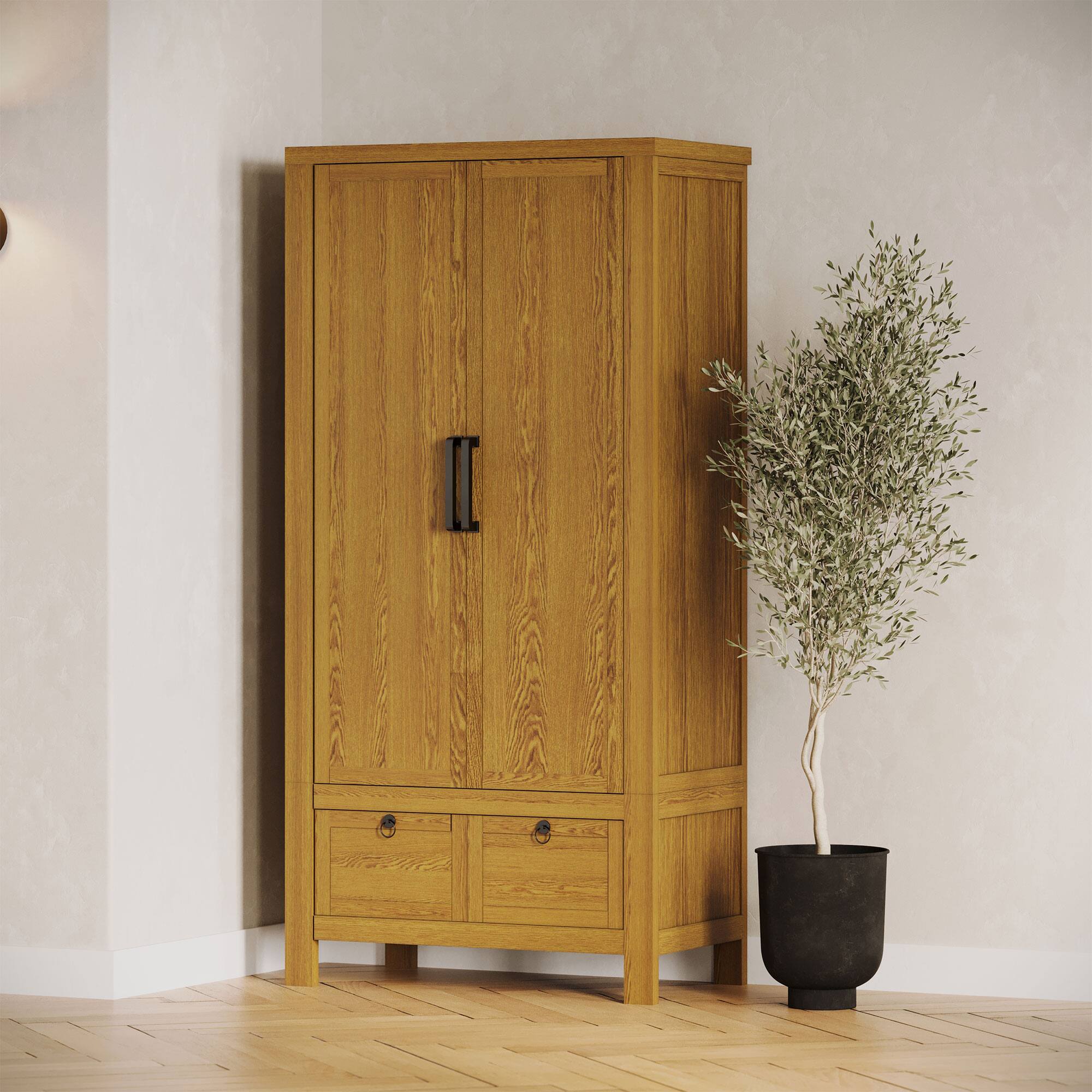 Alt View 10. Maven Lane - Maven Lane Vaughn Rustic Wooden Cabinet in Weathered Natural Finish - Weathered Natural.