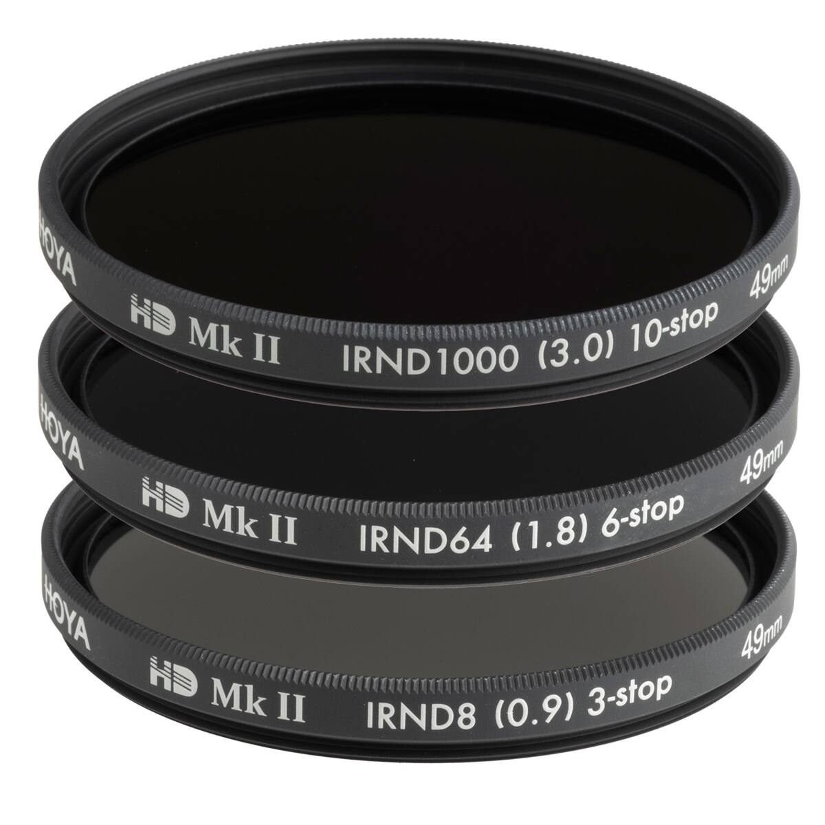 NOYA 49mm HD Mk II IRND1000 (3.0) 10-stop  
NOYA 49mm HD Mk II IRND64 (1.8) 6-stop  
HOYA 49mm HD Mk II IRND8 (0.9) 3-stop