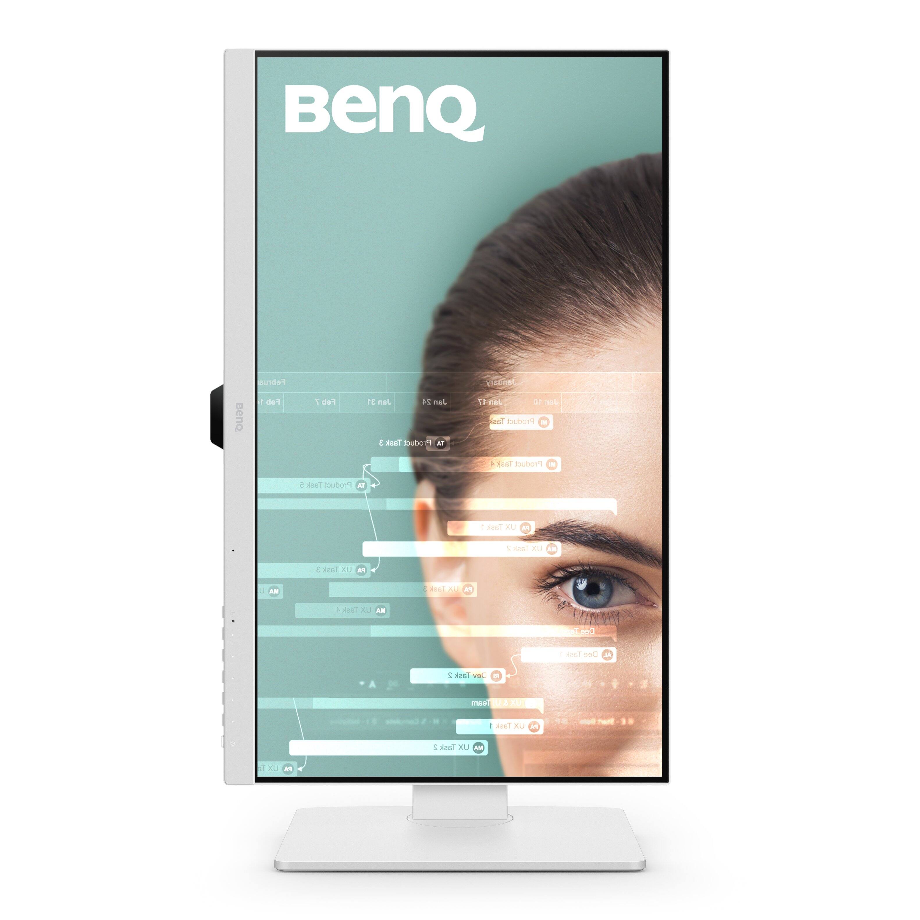 BenQ is a brand that is known for its electronics and technology products. The image features a large monitor or TV screen with a woman's face displayed on it. The woman's face is surrounded by a grid of different icons, which could be related to various features or settings of the product. The image suggests that the BenQ product is designed to provide a visually appealing and user-friendly experience for its users.