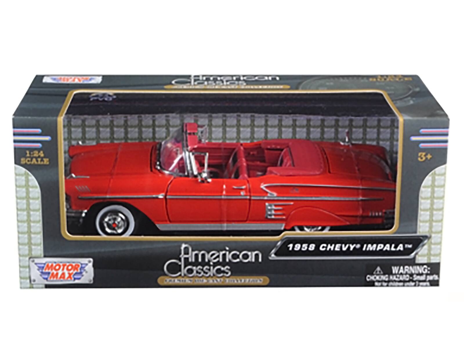 American 1:24 SCALE 3+ MOTOR MAX 1958 CHEVY IMPALA American Classics WARNING: CHOKING HAZARD - Small parts