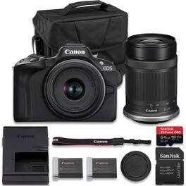 Bundle - Canon - EOS R50 Mirrorless Camera With RF-S 18-45mm f/4.5-6.3 IS STM + RF-S 55-210mm f/5-7.1 IS STM Lens + Extra LP-E17