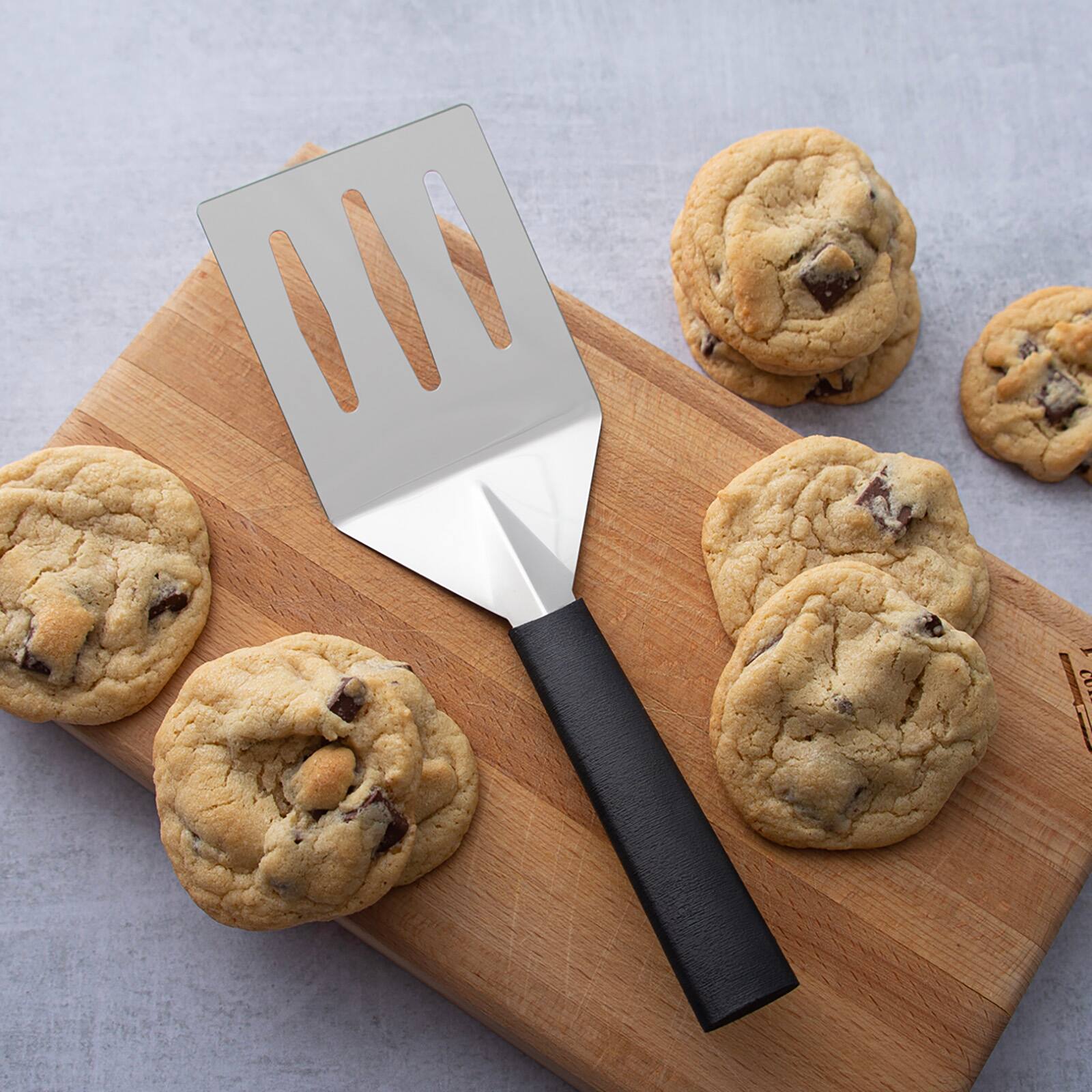 Alt View 2. Rada - Cutlery Turnover Large Faced Slotted Turner Spatula, Black Handle - Black.