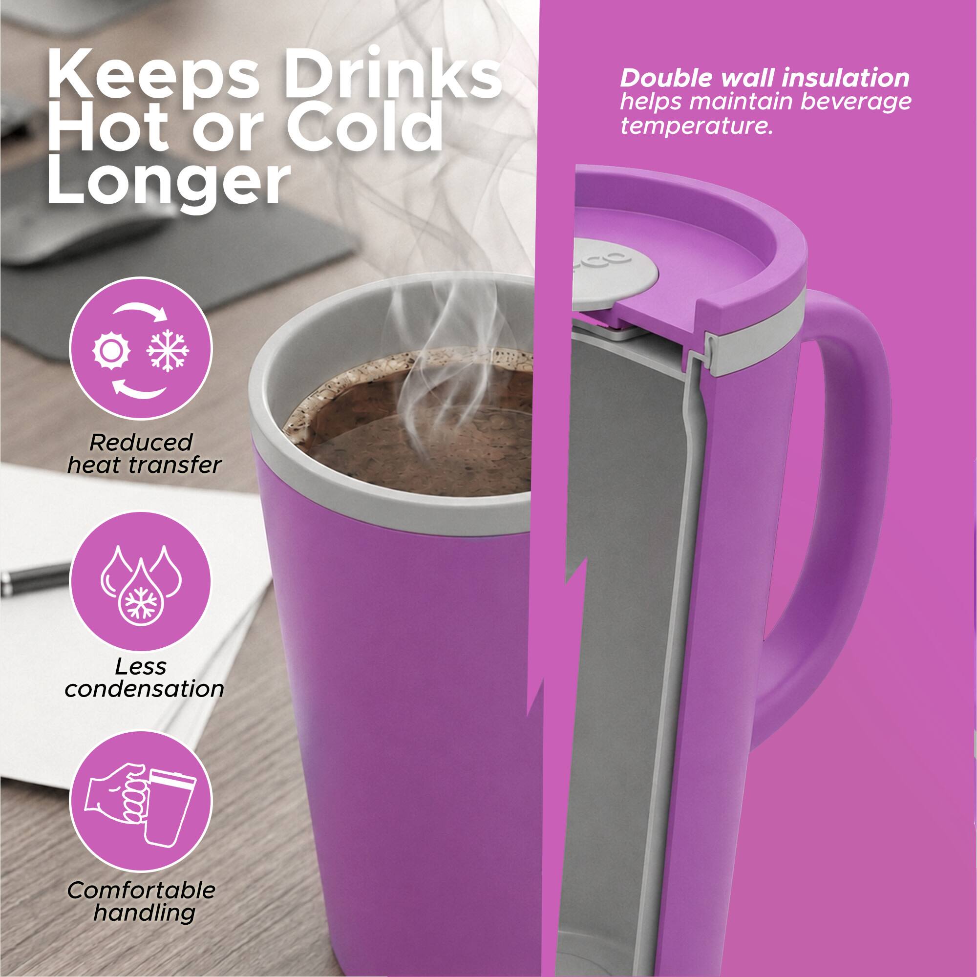 Keeps Drinks Hot or Cold Longer

Double wall insulation helps maintain beverage temperature.

Reduced heat transfer

Less condensation

Comfortable handling
