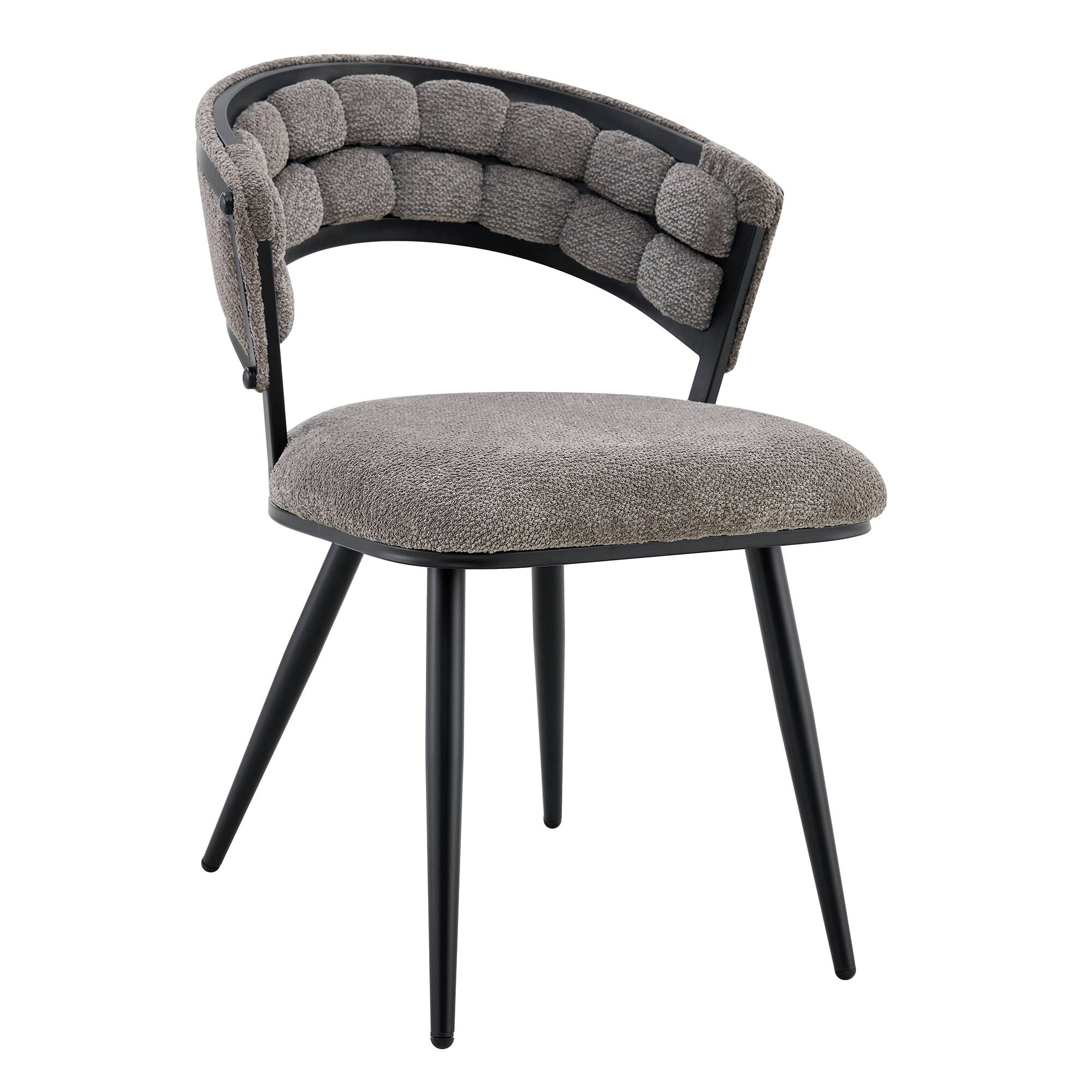 Alt View 8. Loheer - Loheer Dining Chairs Set of 2 Gray Chenille Upholstered Accent Chairs for Dining Room Kitchen, Black Legs, 1.83 ft - Black,Gray.