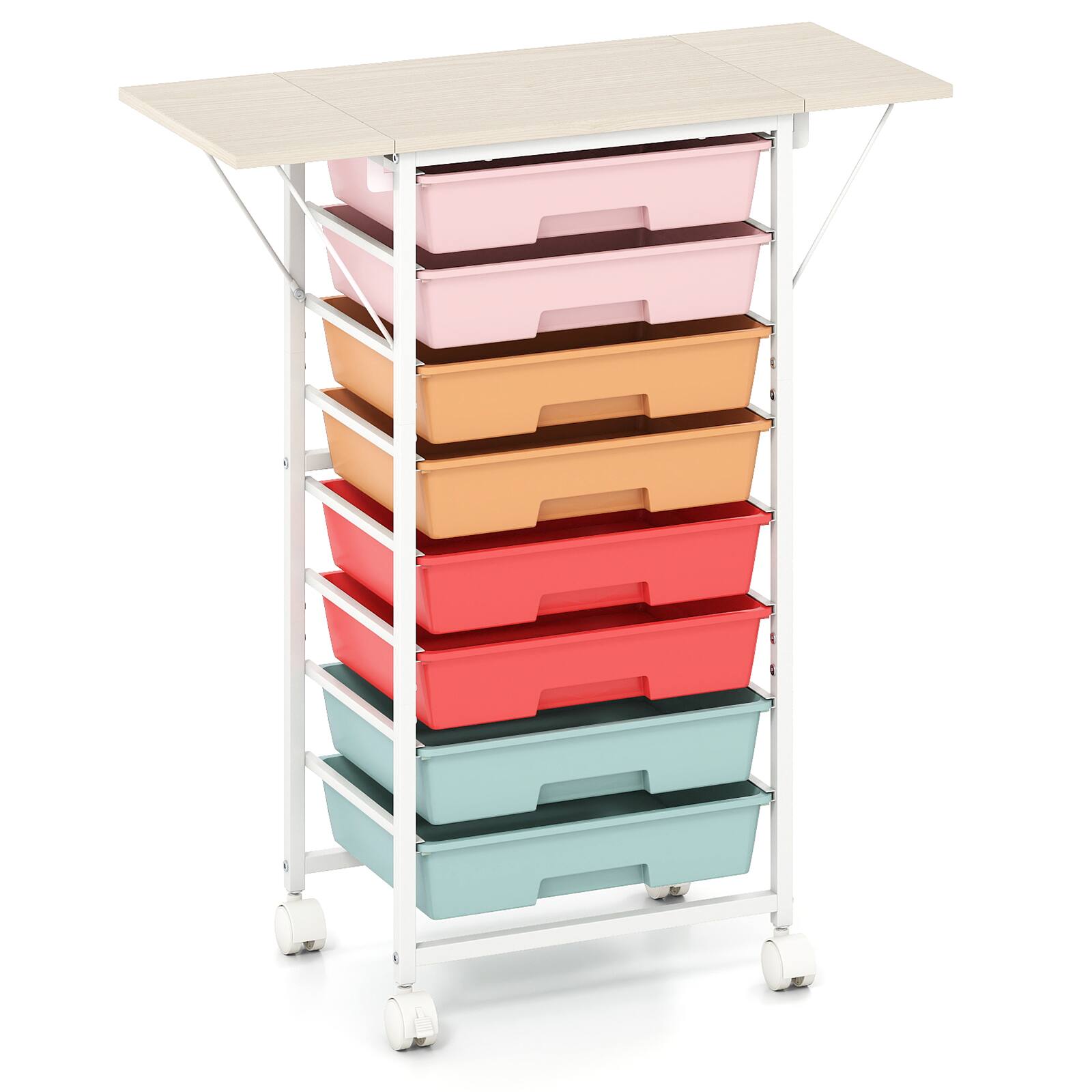 Alt View 9. Costway - Costway 8-Drawer Art & Craft Storage Carts, Storage Cart with 4 Universal Wheels, Metal Frame for Home 26.5"L - 26.5"L Macaron.