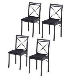 Vecelo - Set of 4 Upholstered Dining Chairs - High Back Ergonomic Leather Side Chairs with 350lb Capacity, Waterproof Cushions - Black