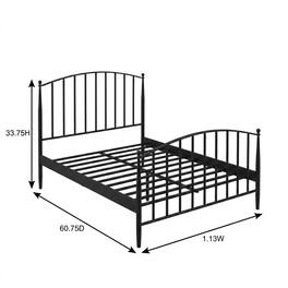 FurniFact - Queen Headboard and Footboard with Classic Design and Durable Finish - Black