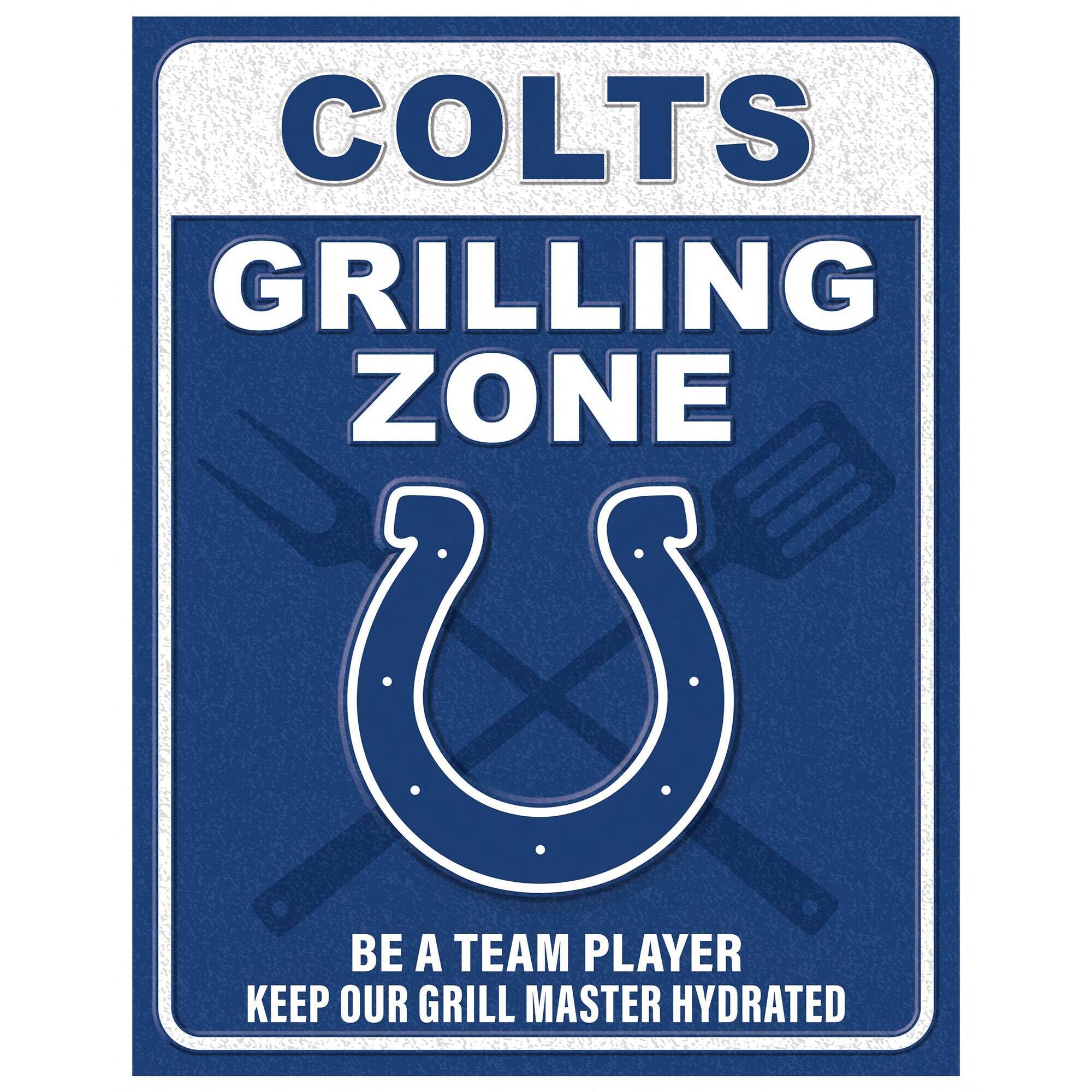Indianapolis Colts 13" x 20" Grill Zone Metal Sign