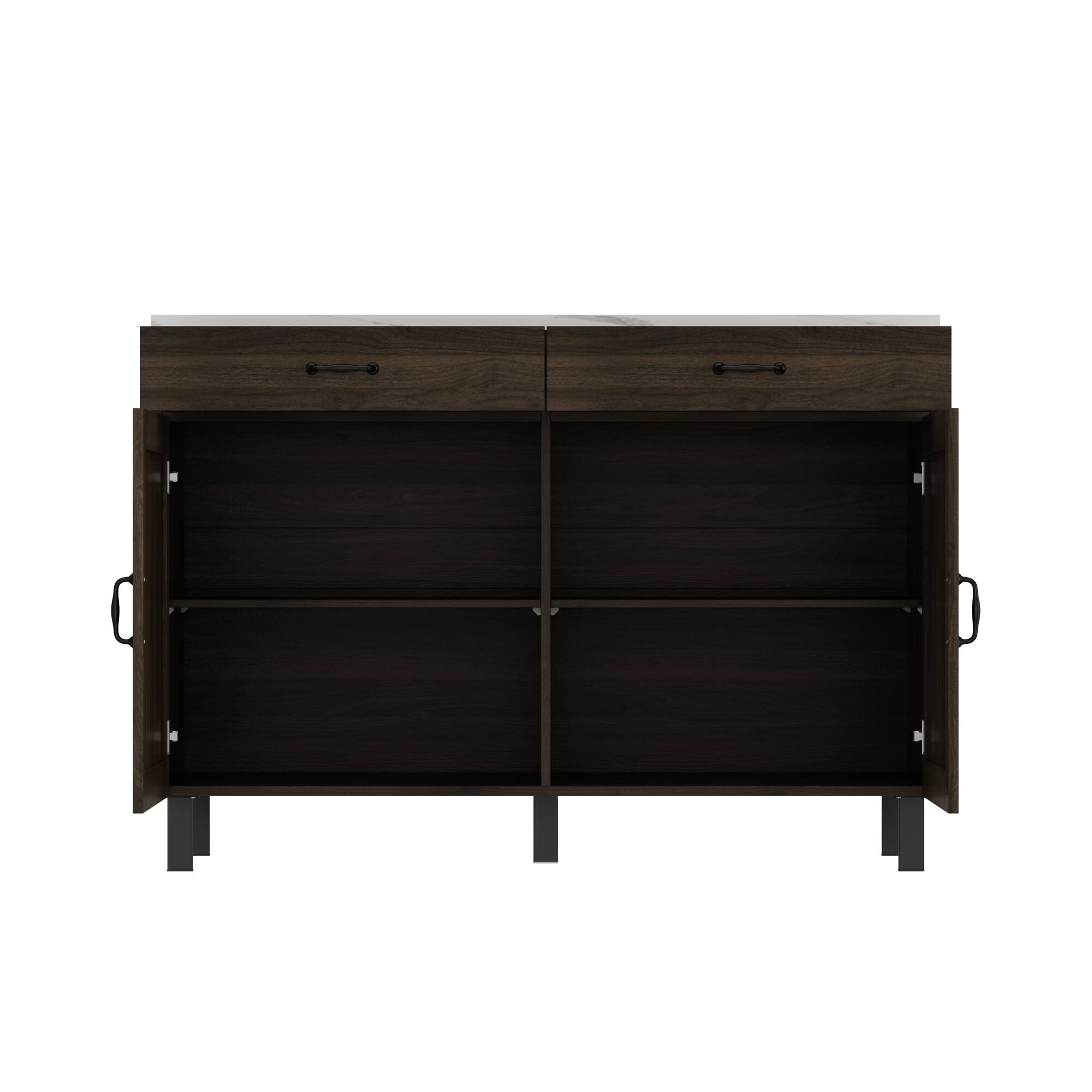Left. Famapy - Famapy Kitchen Island Storage Cabinet: Elevate Your Culinary Space - Brown & White.