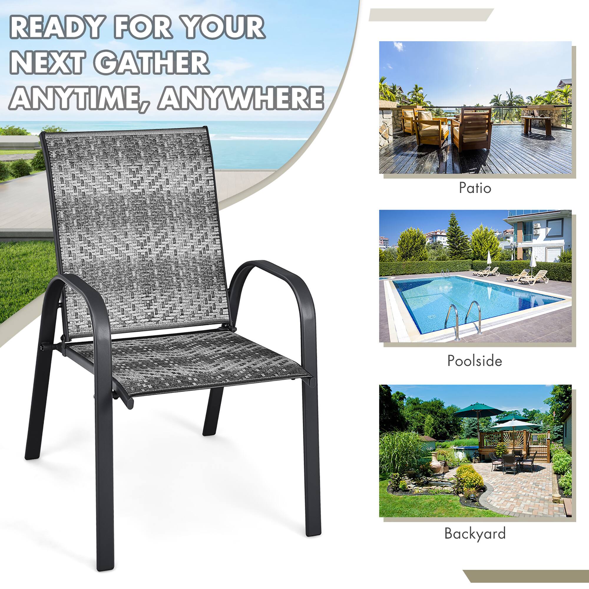 READY FOR YOUR NEXT GATHER ANYTIME, ANYWHERE

Patio

Poolside

Backyard