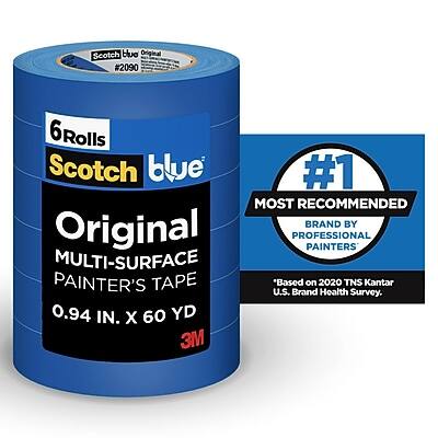 Scotch Blue Original #2090  
6 Rolls  
Scotch Blue Original Multi-Surface Painter's Tape  
0.94 in. x 60 yd  
3M  

#1 Most Recommended Brand by Professional Painters  
*Based on 2020 TNS Kantar U.S. Brand Health Survey