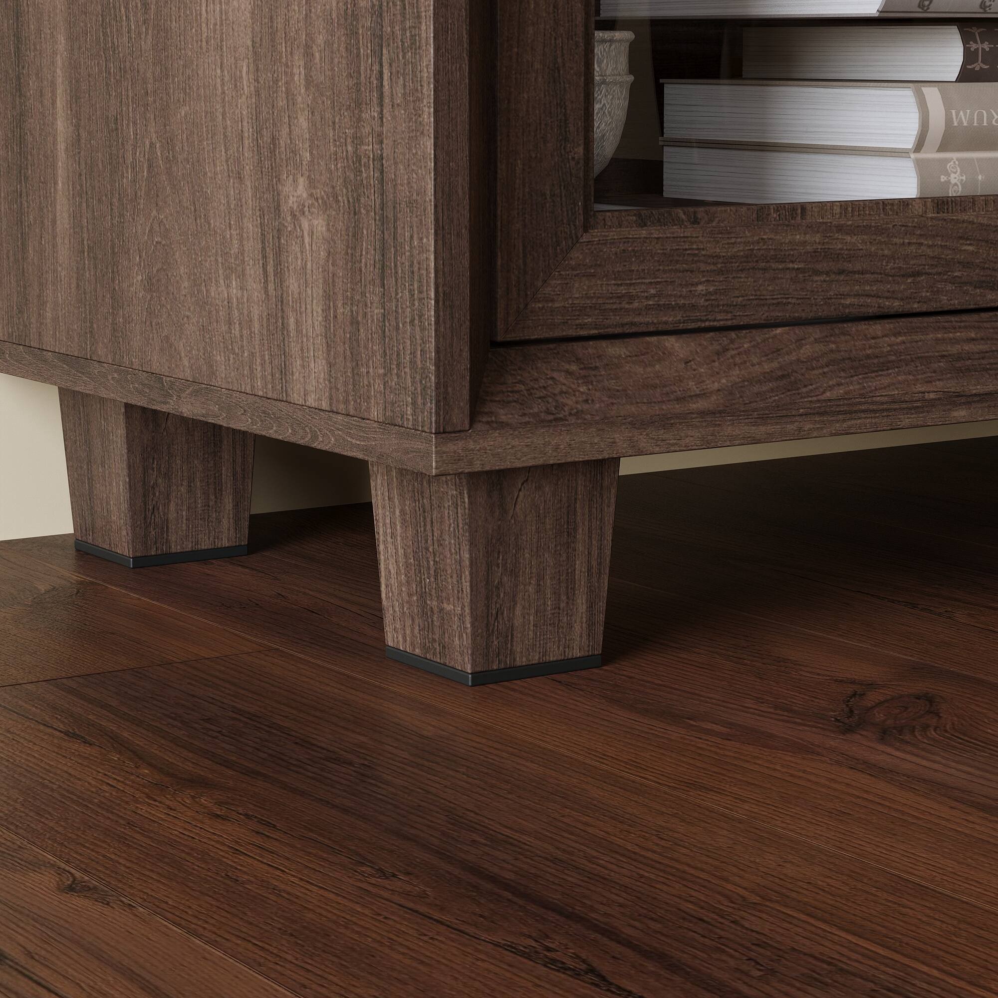 Alt View 5. Famapy - Famapy Wooden Glass - Door Storage Cabinet: Multi - Scenario Elegance & Practicality - Brown.