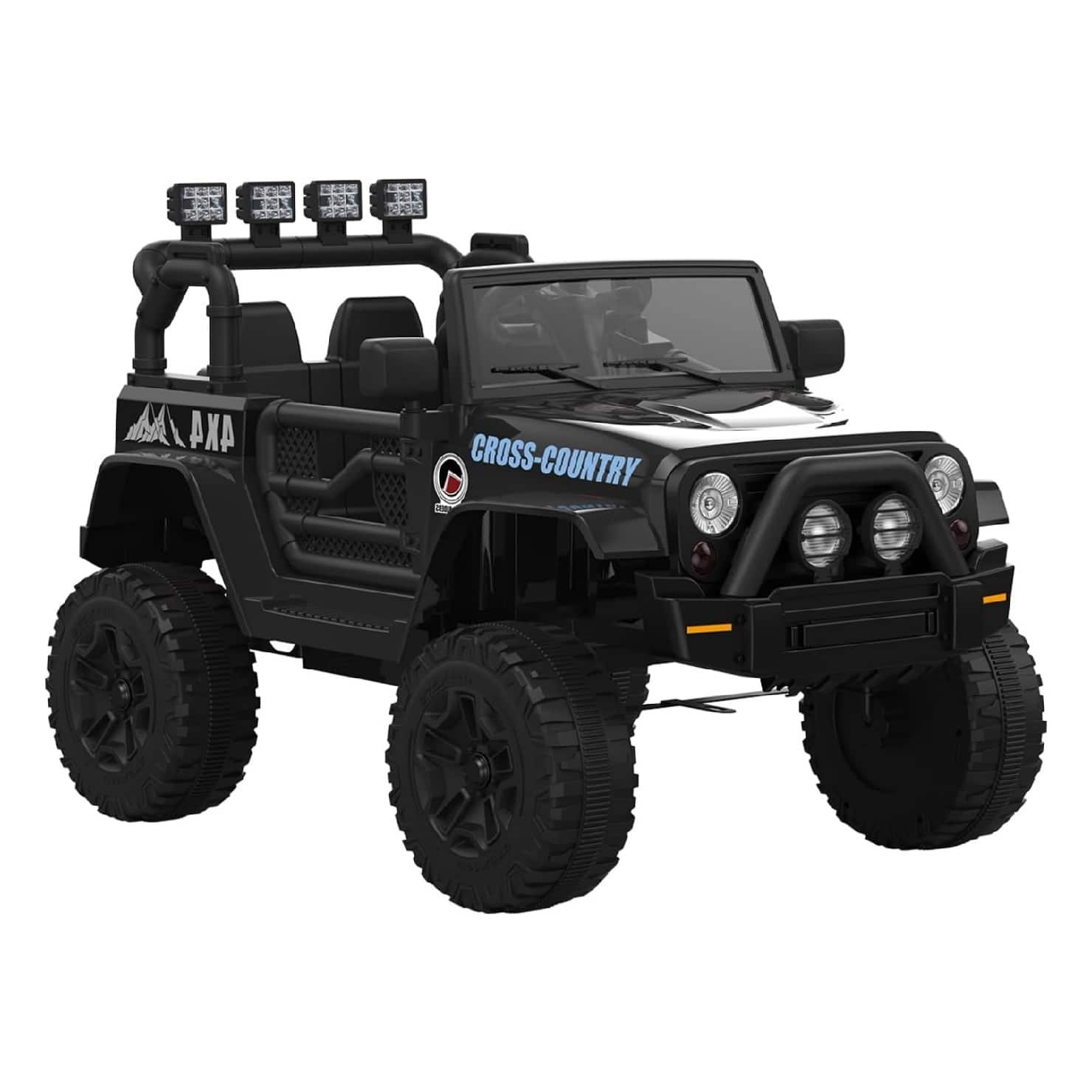 GARVEE - 12V Kids Ride on Car, Electric Toy Truck, Spring Suspension, LED Lights - Black