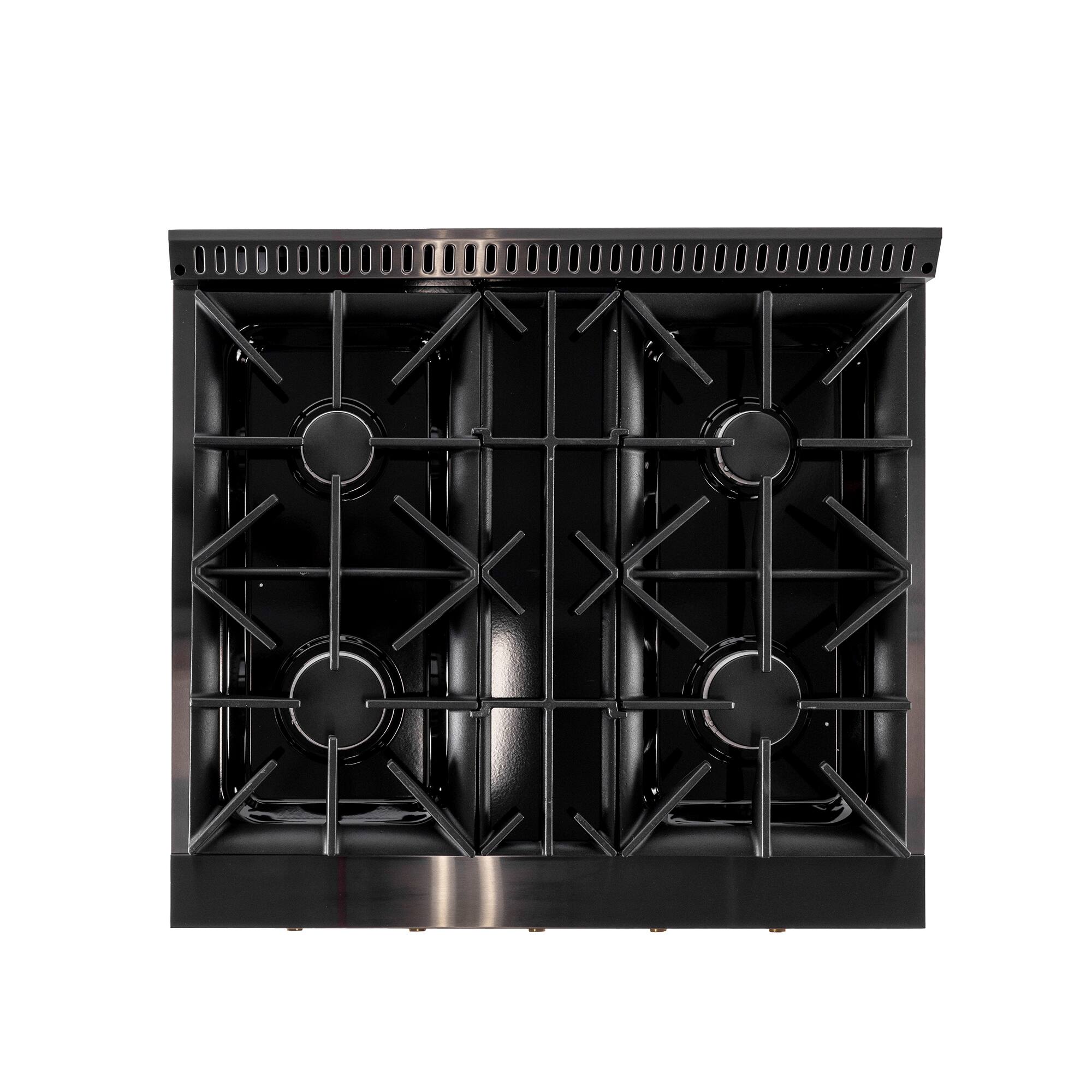 Alt View 4. Kucht - KUCHT 30 in. 4.2 cu. ft. 4-Burners Natural Gas Range with Convection Oven in Gemstone + Wall Mount Range Hood - Titanium Stainless Steel.