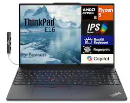 Lenovo - ThinkPad E16 Laptop 16.0 WUXGA (AMD Ryzen 5 7535U, 32GB DDR5, 1TB PCIe SSD, Win 11 Pro) w/USB Hub - Black