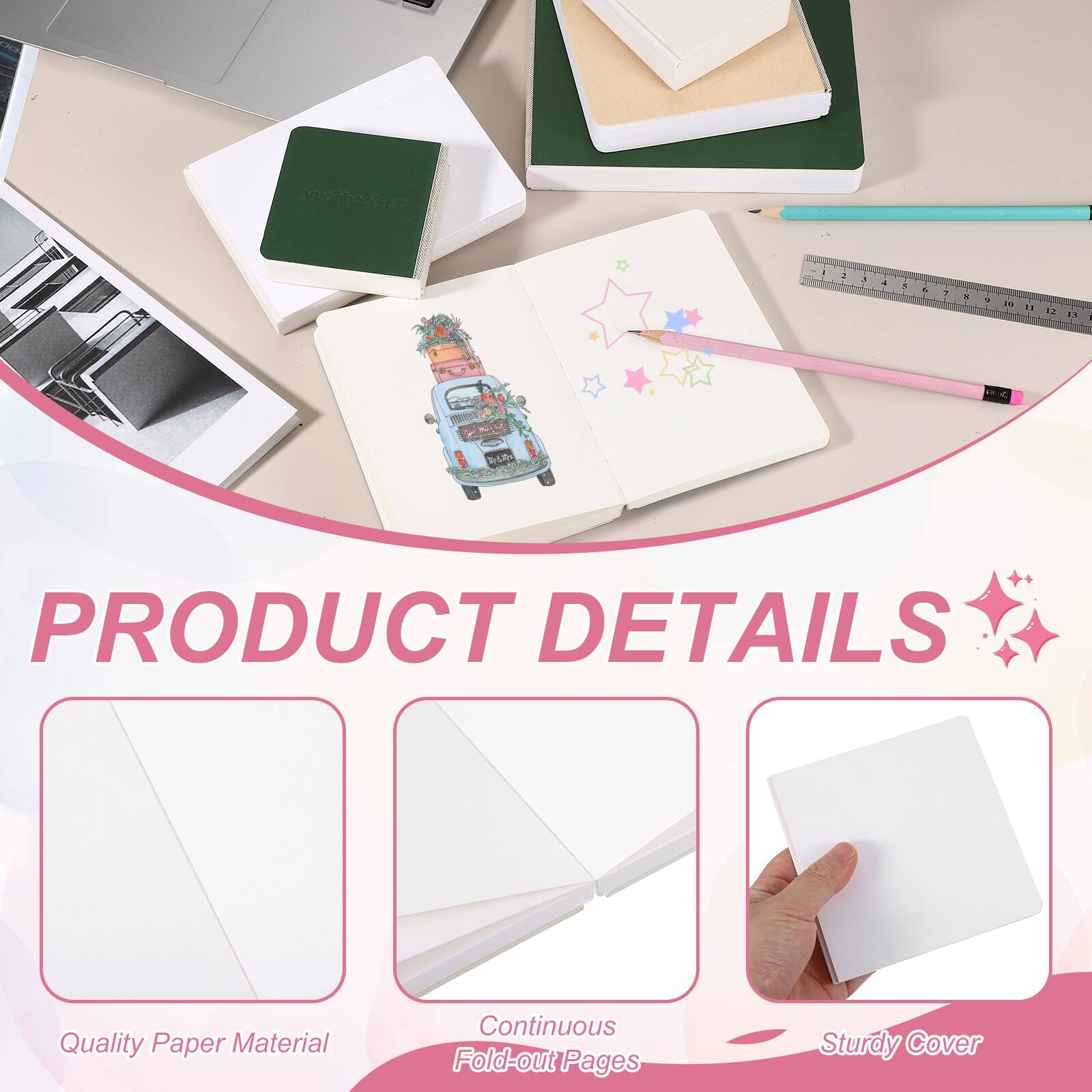 PRODUCT DETAILS

- Quality Paper Material
- Continuous Fold-out Pages
- Sturdy Cover