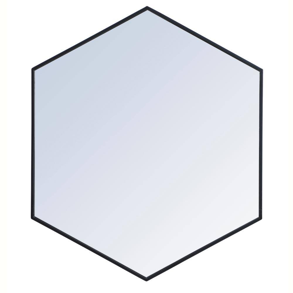 Alt View 2. Elegant Decor - Metal frame hexagon mirror 38 inch in Black - Black.