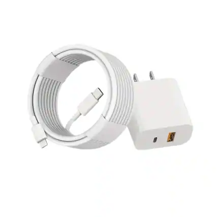Front. Home Collection - 20W Fast Charger Block + 6FT USB-C to Lightning Cable – Rapid Charging Set for iPhone 14/13/12/11/XR/8.