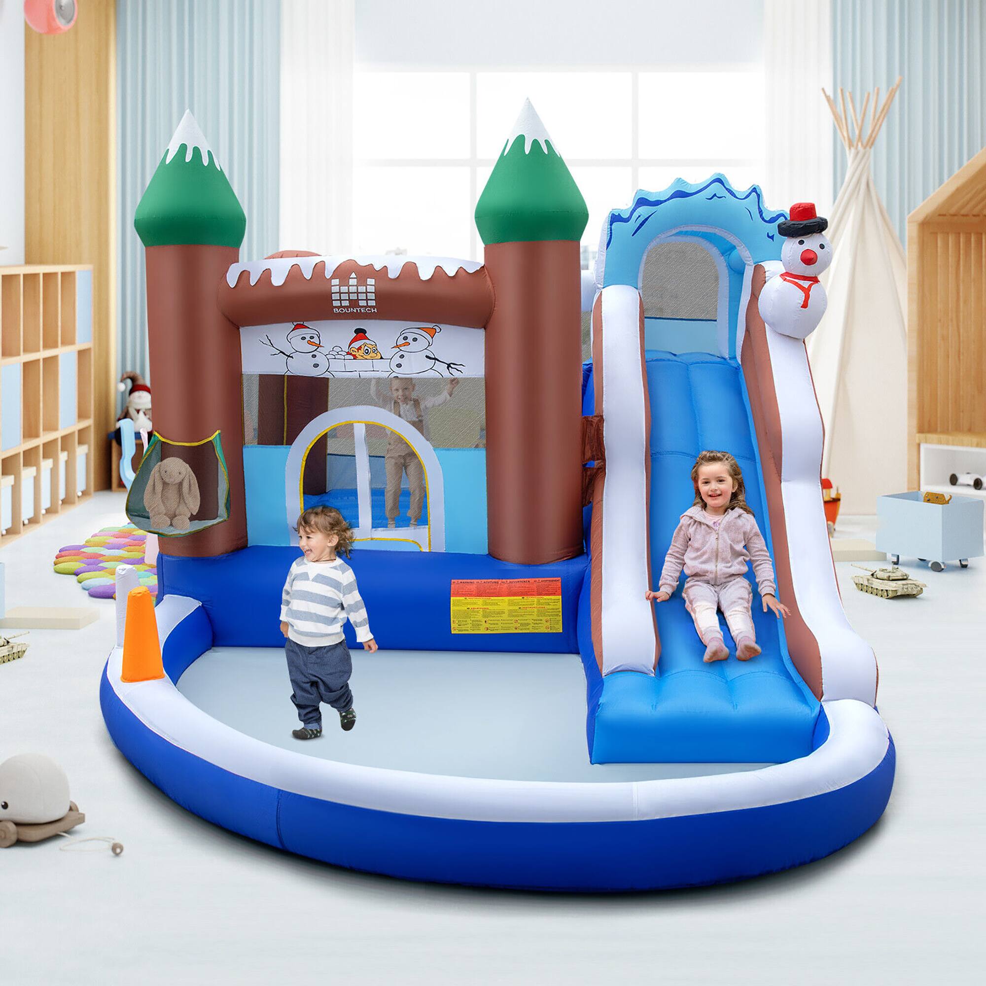 Alt View 2. Gymax - Gymax 6-in-1 Winter Theme Snowman Inflatable Castle Kids Bounce House with 680W Blower.