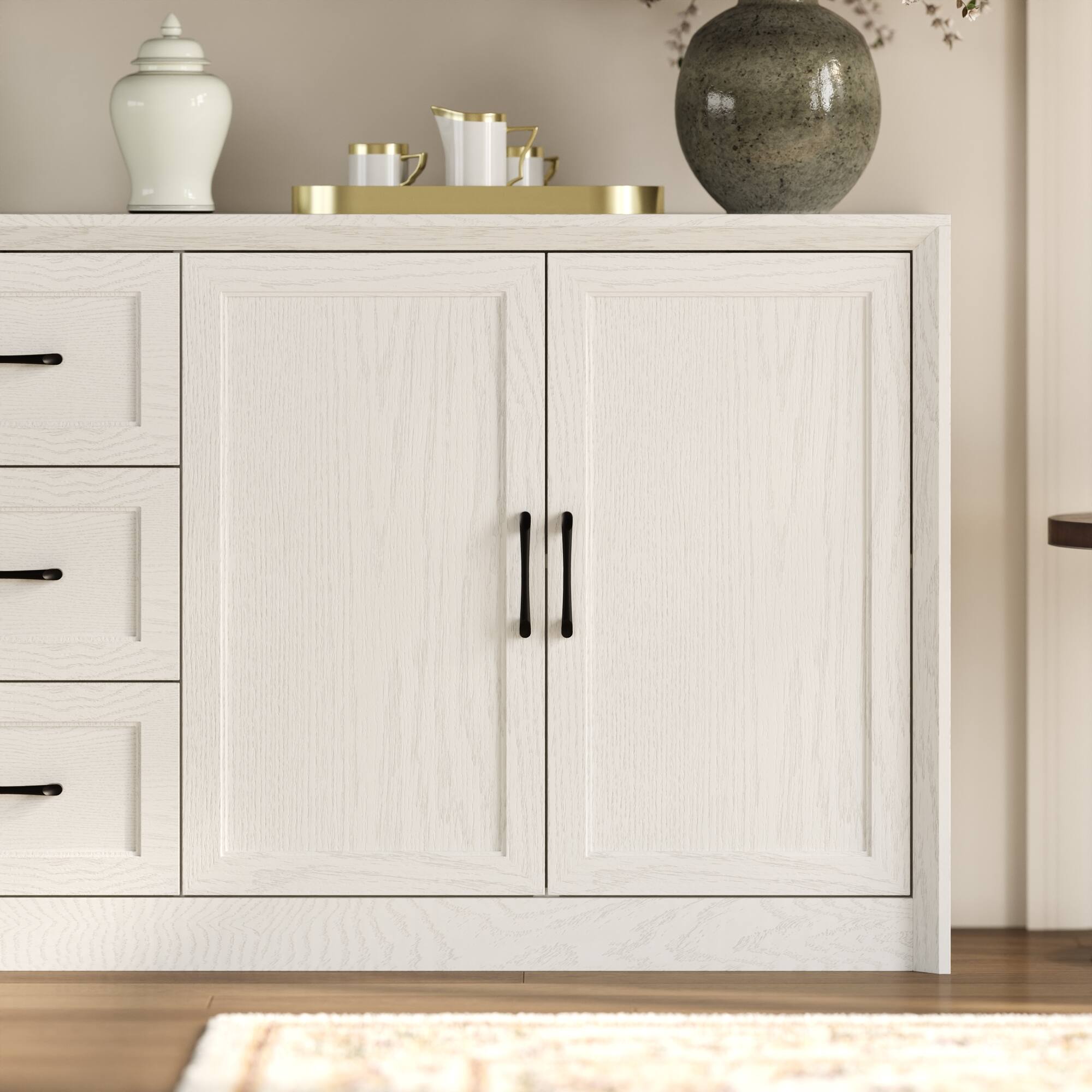 Alt View 7. FUFU & GAGA - Multi-Purpose Storage Cabinet for Living Room with Drawers & Shelves, Modern Display and Organization Unit - White.