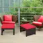 Alt View 1. Costway - 2PCS Patio Rattan Ottoman Cushioned Seat Foot Rest Furniture - Red + Mix brown.