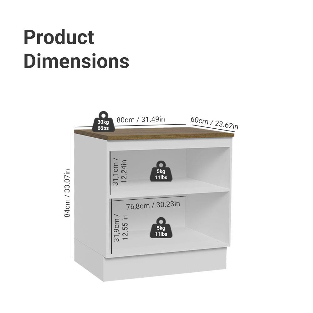 Product Dimensions

- 80cm / 31.49in
- 60cm / 23.62in
- 84cm / 33.07in
- 76.8cm / 30.23in
- 31.1cm / 12.24in
- 31.9cm / 12.55in

Weight Capacity:
- 30kg / 66lbs
- 5kg / 11lbs
- 5kg / 11lbs