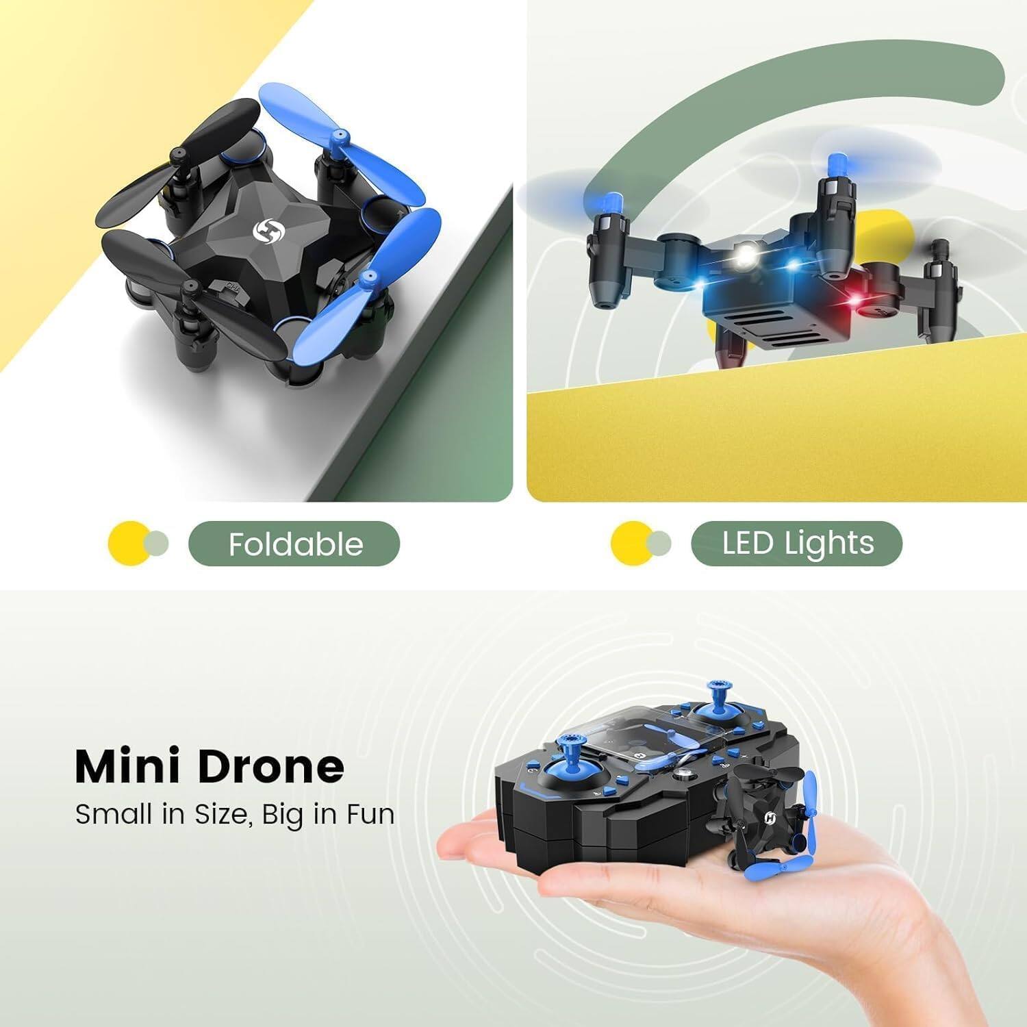 Foldable  
LED Lights  
Mini Drone  
Small in Size, Big in Fun