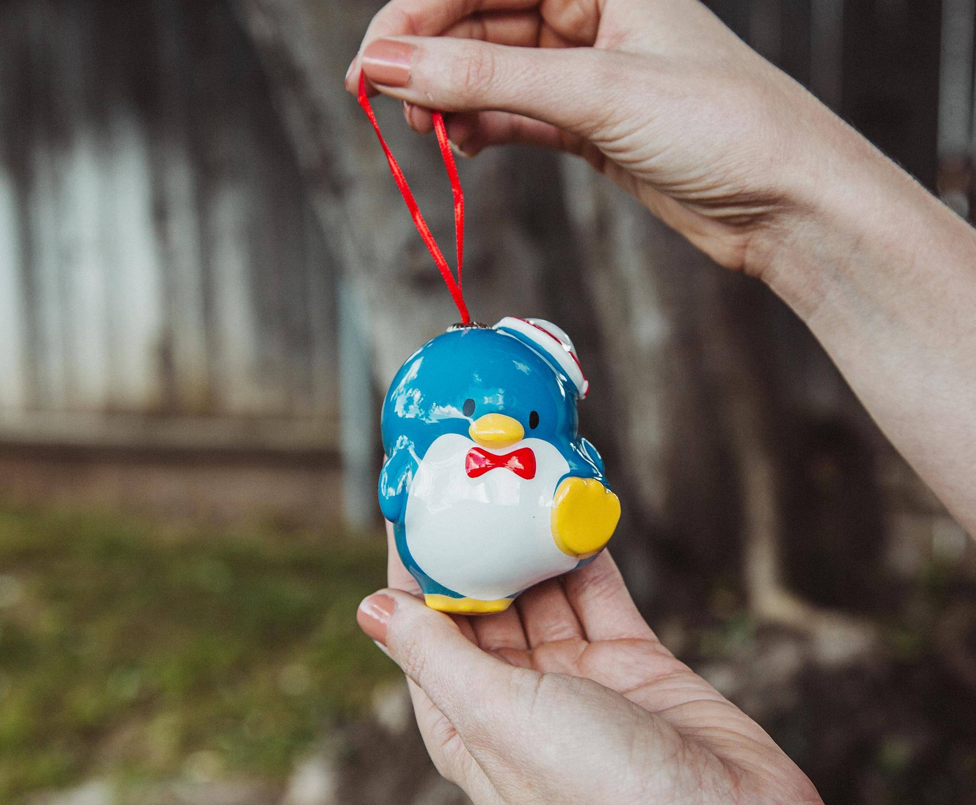 Alt View 2. Surreal Entertainment - Sanrio Tuxedosam 4-Inch Shatterproof Decoupage Ornament - Blue.