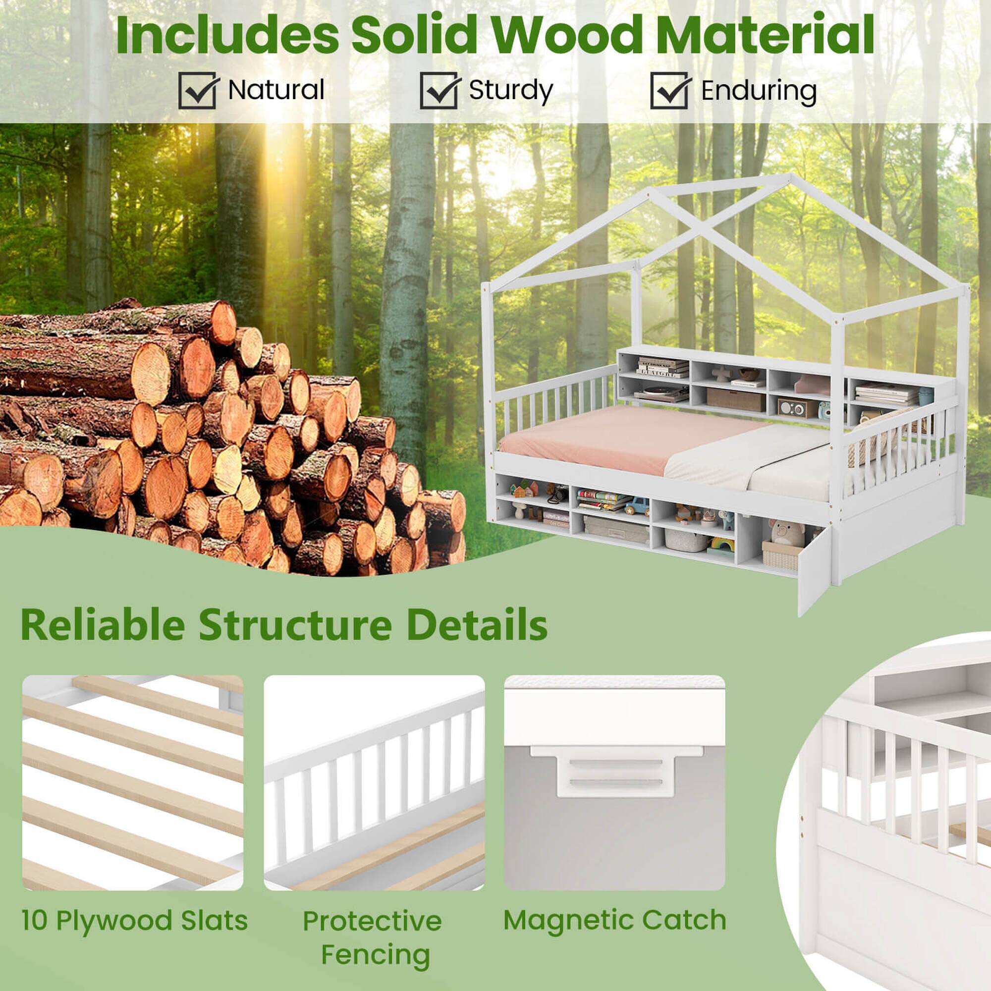 Includes Solid Wood Material, Natural, Sturdy, Enduring, Reliable Structure Details, 10 Plywood Slats, Protective, Magnetic Catch, Fencing.