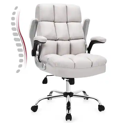 Front. Ecooso - Office Chair Adjustable High Back Swivel Task Chair with Flip-up Armrests for Home Office - Beige.
