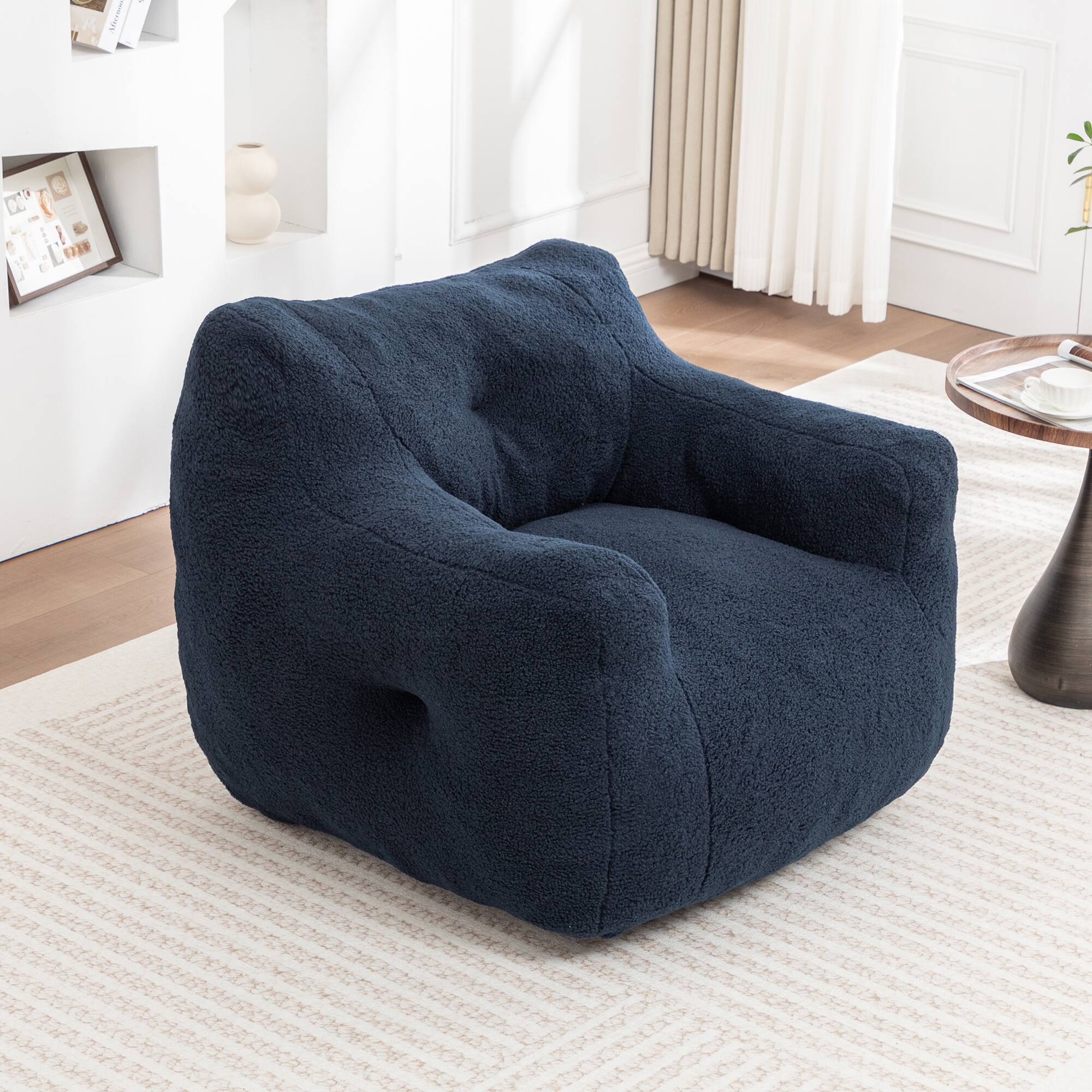 Alt View 2. GOODSILO - Bean Bag Sofa Chair with Armrests - Stuffed High-Density Foam, Lazy Comfy Chair for Adults, Living Room, Bedroom Reading - Dark Blue.
