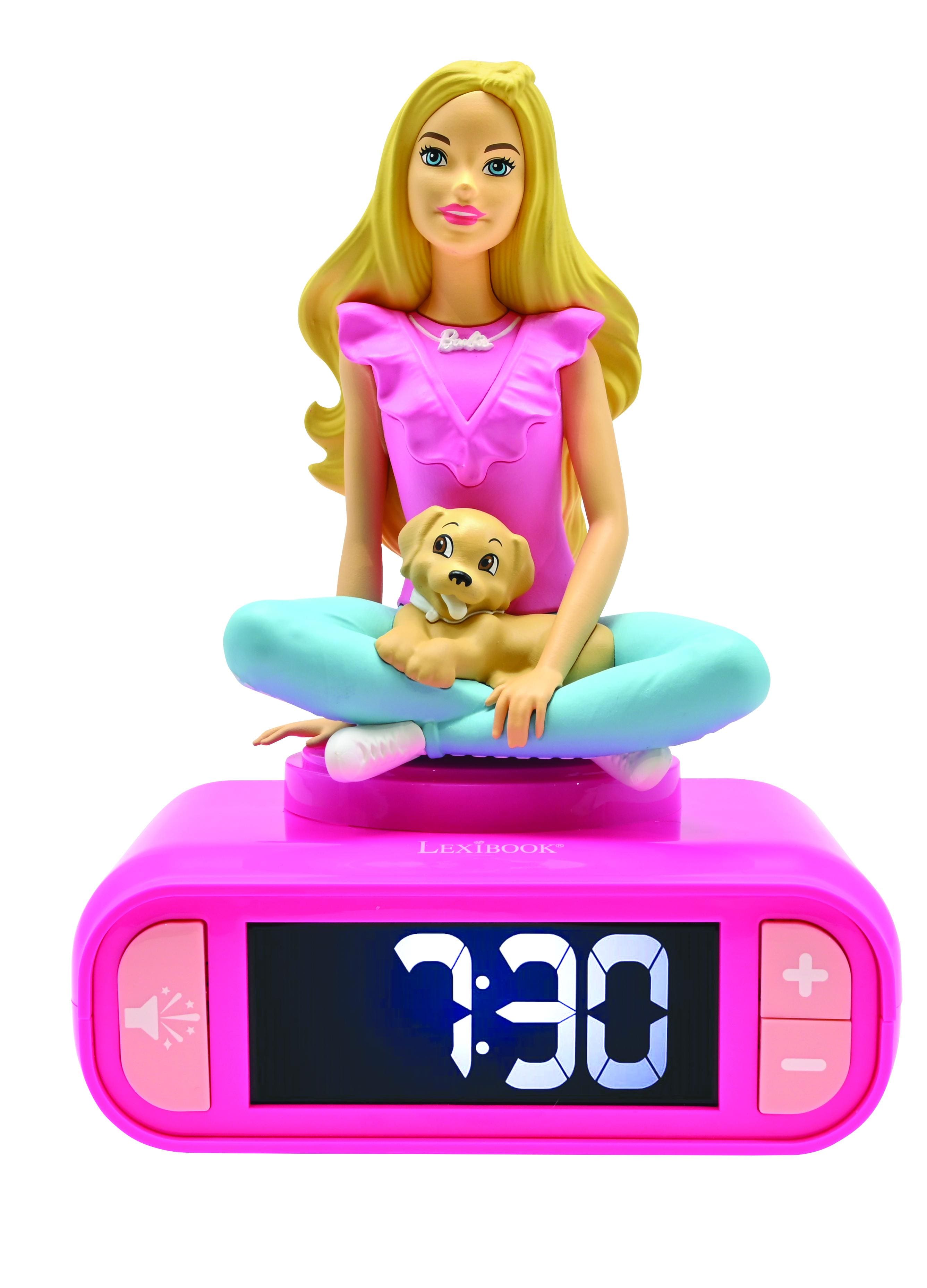 Lexibook - Barbie Digital Alarm Clock with 3D Night Light & Sound Effects - Pink