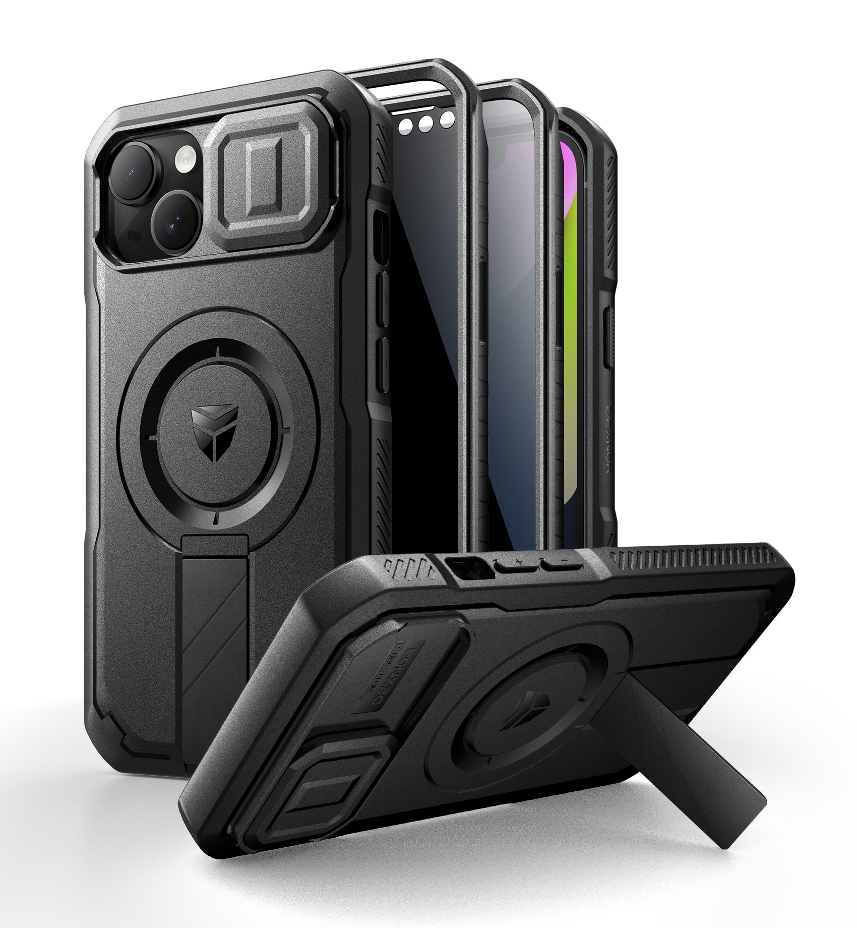 Dexnor - Case for iPhone 13/iPhone 14 with Privacy Screen Protector Compatible with MagSafe Rugged Bumper Case Protective Cover - Privacy Black