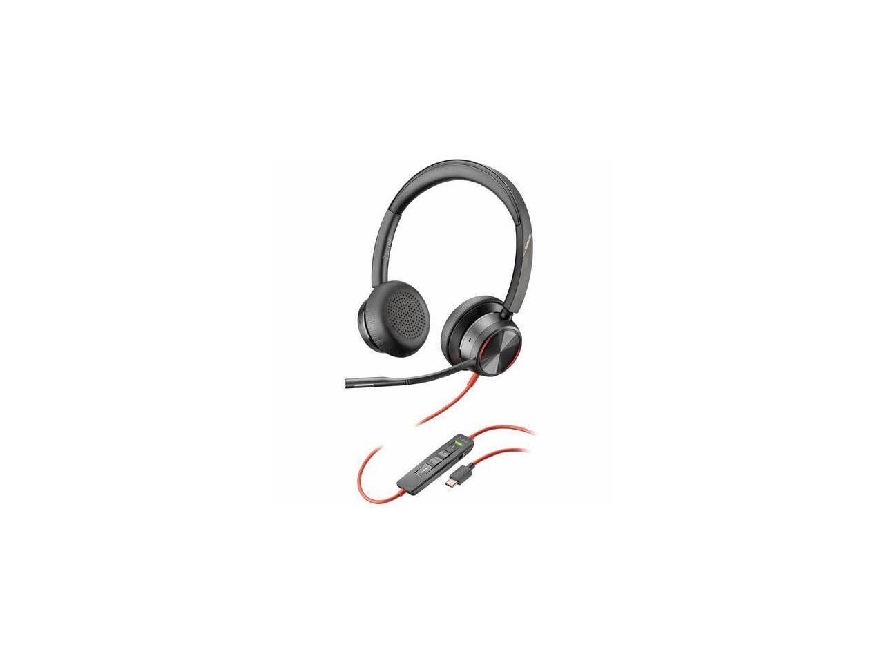 Alt View 8. HP - Poly Blackwire 8225 USB-C Stereo Headset - Noise Cancelling Mic - TAA Compliant - Red.