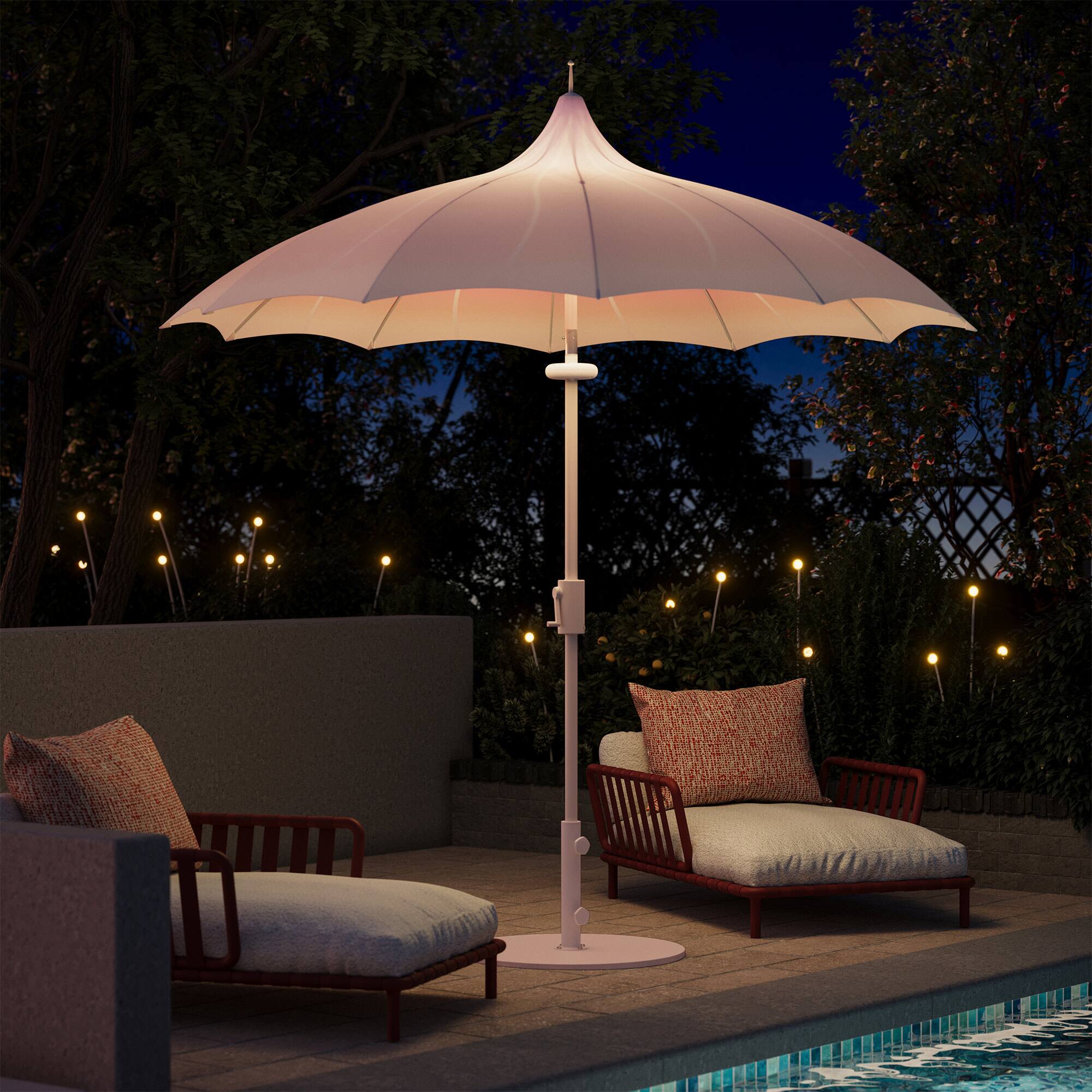 Left. Yardgrace - 9ft Patio Umbrella with light,Outdoor Market Table Umbrella UV Protection for Backyard,Garden,Pool,Deck - Gradient Pink No base.