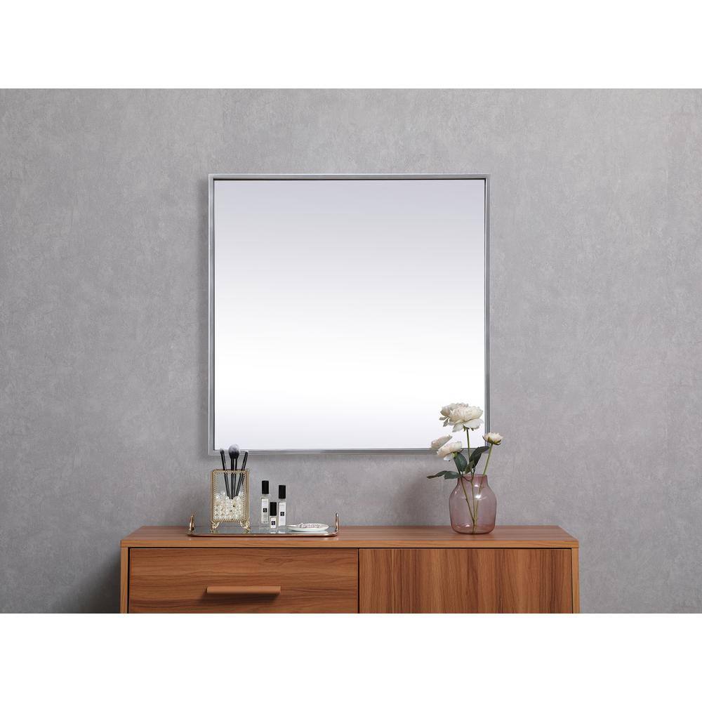 Alt View 6. Elegant Decor - Metal Frame Square Mirror 24 inch in Silver - Silver.
