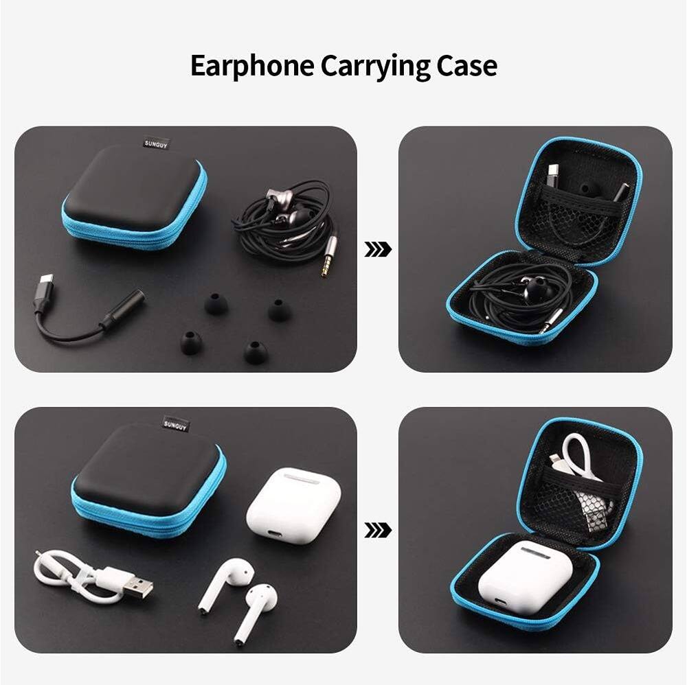 Front. ACJPR - 5-Pack Earbud Case – Portable EVA Small Earbuds Carrying Storage Bag with Carabiners for Earphones, SD Cards, and Small.