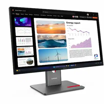 Wood Work Saved
File Home Insert Draw Design Transitions Animations Slide Show Review View Help
Energy report
CO2 Emissions
Energy output
Lenovo