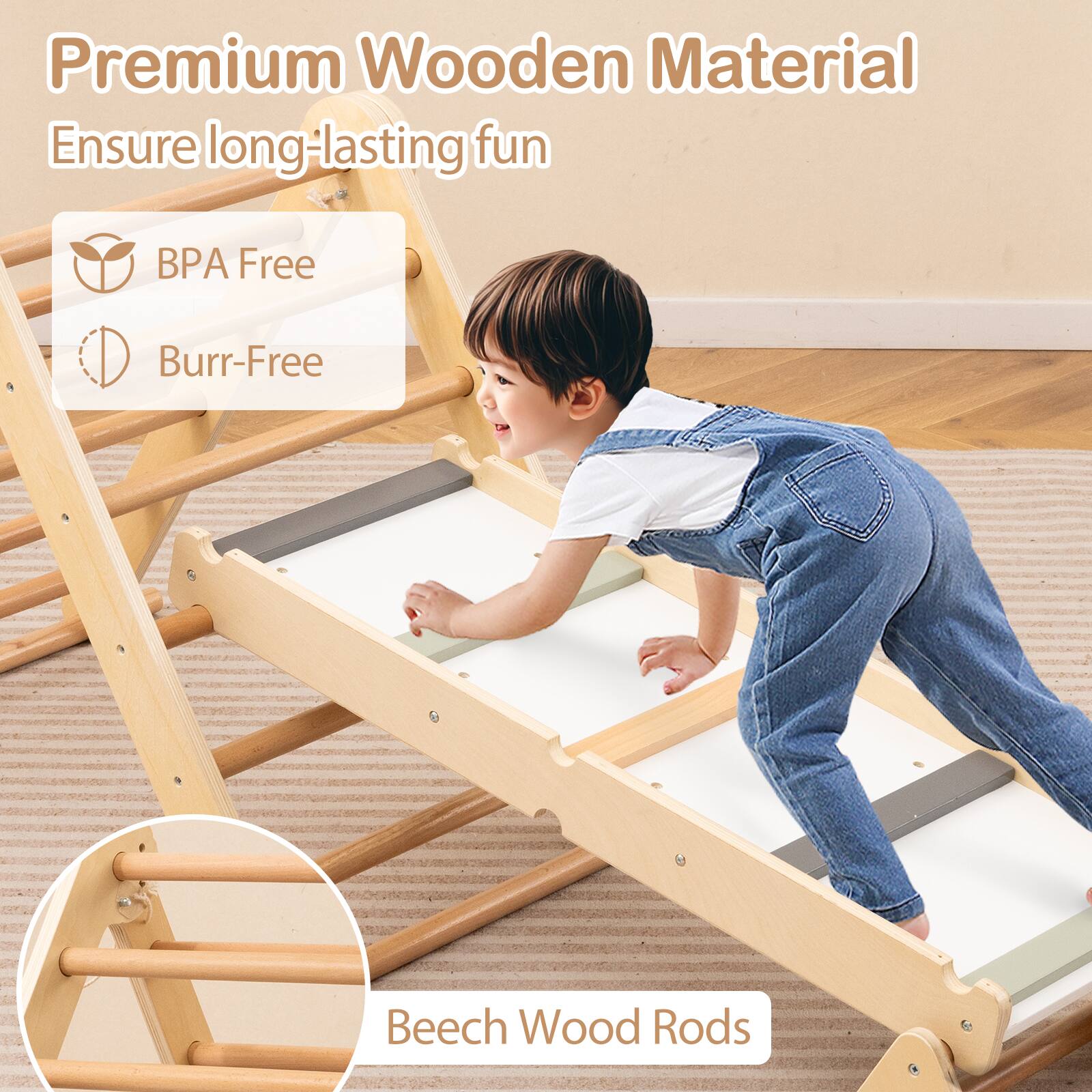 Premium Wooden Material  
Ensure long-lasting fun  

BPA Free  
Burr-Free  

Beech Wood Rods