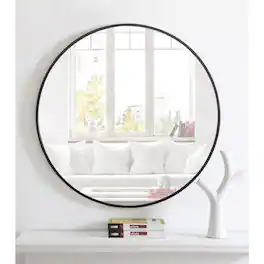 Elegant Decor - Metal frame Round Mirror 32 inch finish - Black