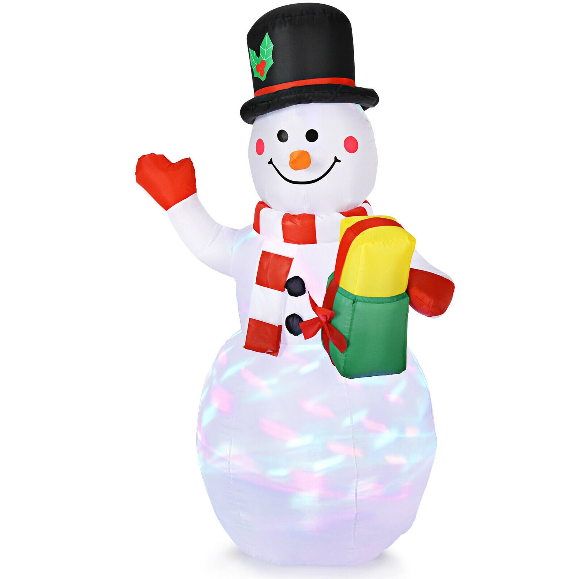 Alt View 4. Gymax - Gymax 5ft Inflatable Christmas Snowman Indoor Outdoor Blow Up Decor w/ LED Light - White.