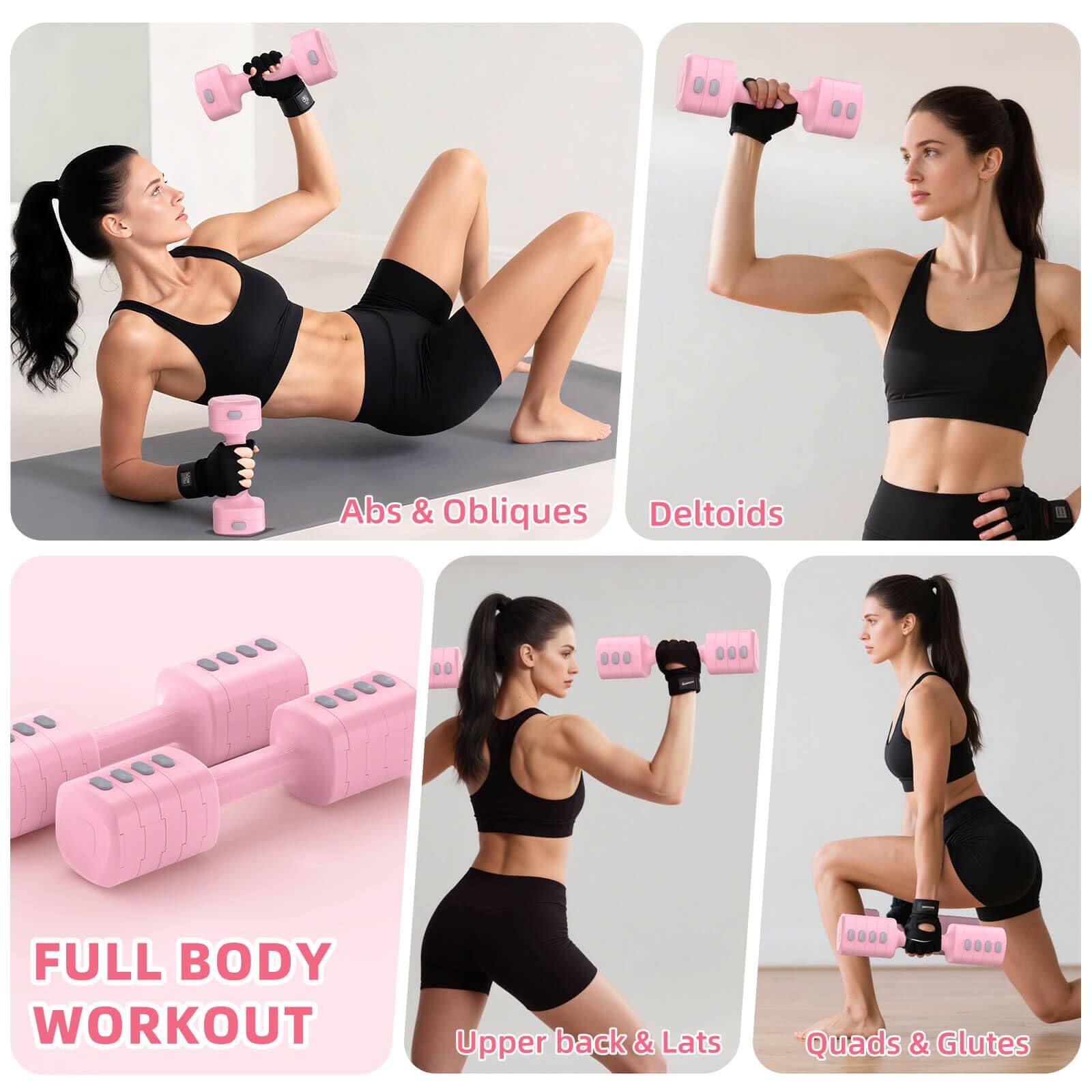 - Abs & Obliques
- Deltoids
- Upper back & Lats
- Quads & Glutes
- FULL BODY WORKOUT