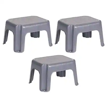 Front. RubberMaid - Rubbermaid Durable Plastic Step Stool w/ 250-LB Weight Capacity, Gray (3 Pack) - Gray.