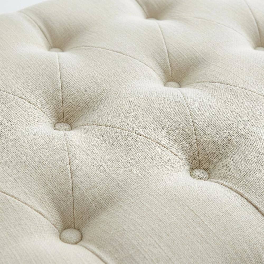 Back. FurniFact - Upholstered Queen Fabric Headboard with Padded Design and Sturdy Construction - Beige.