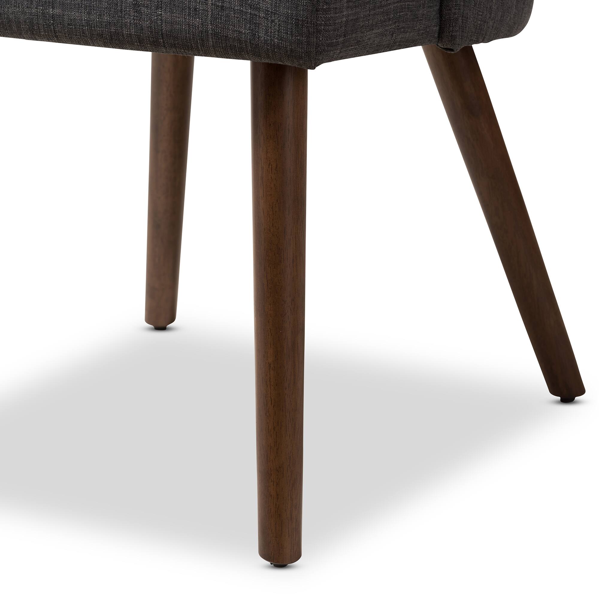 Alt View 1. Baxton Studio - Set of 2 Cody Mid-Century Modern Dark Fabric Upholstered Walnut Finished Wood Dining Chairs - Dark Grey.